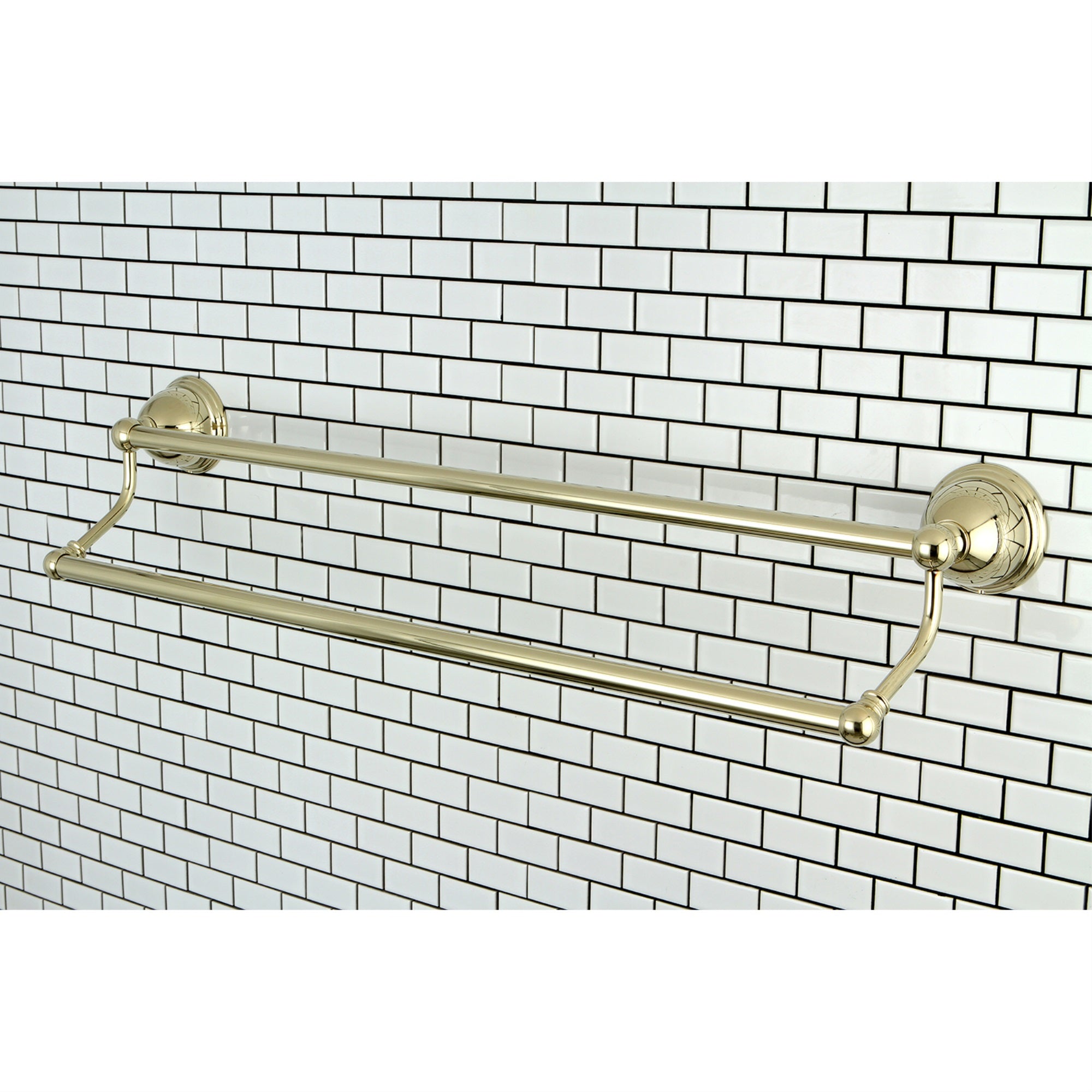 Kingston Brass BA3963PB Restoration 24'' Dual Towel Bar  Polished Brass