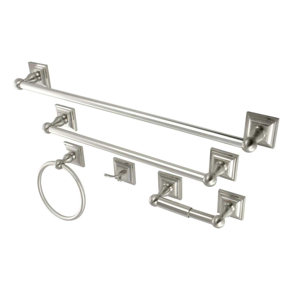 Kingston Brass Bahk3212478Sn 5-Piece Bathroom Accessory Set, Brushed Nickel