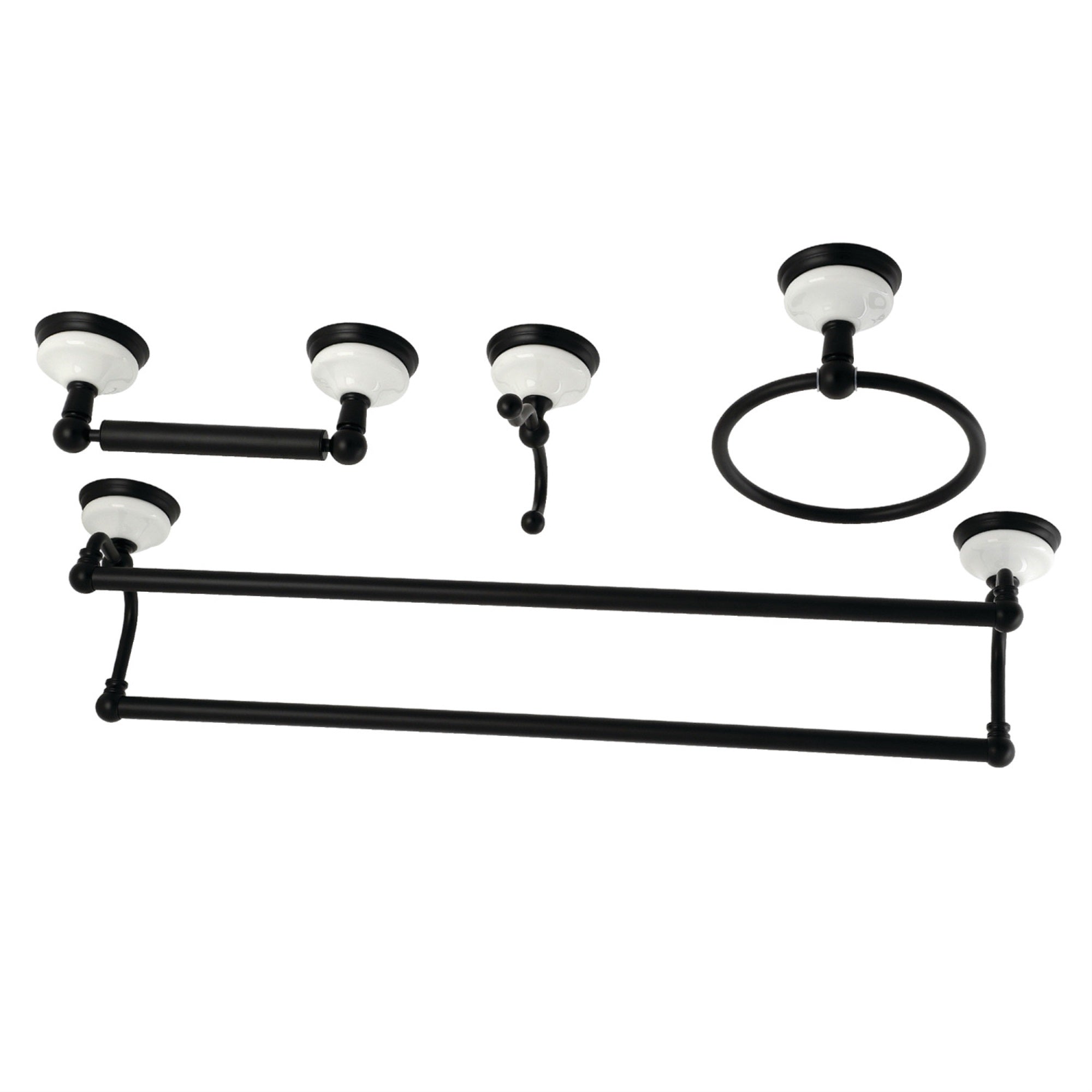 Kingston Brass Bak1113478Mb Victorian 4-Pieces Dual Towel Bar Bathroom Hardware Set, Matte Black