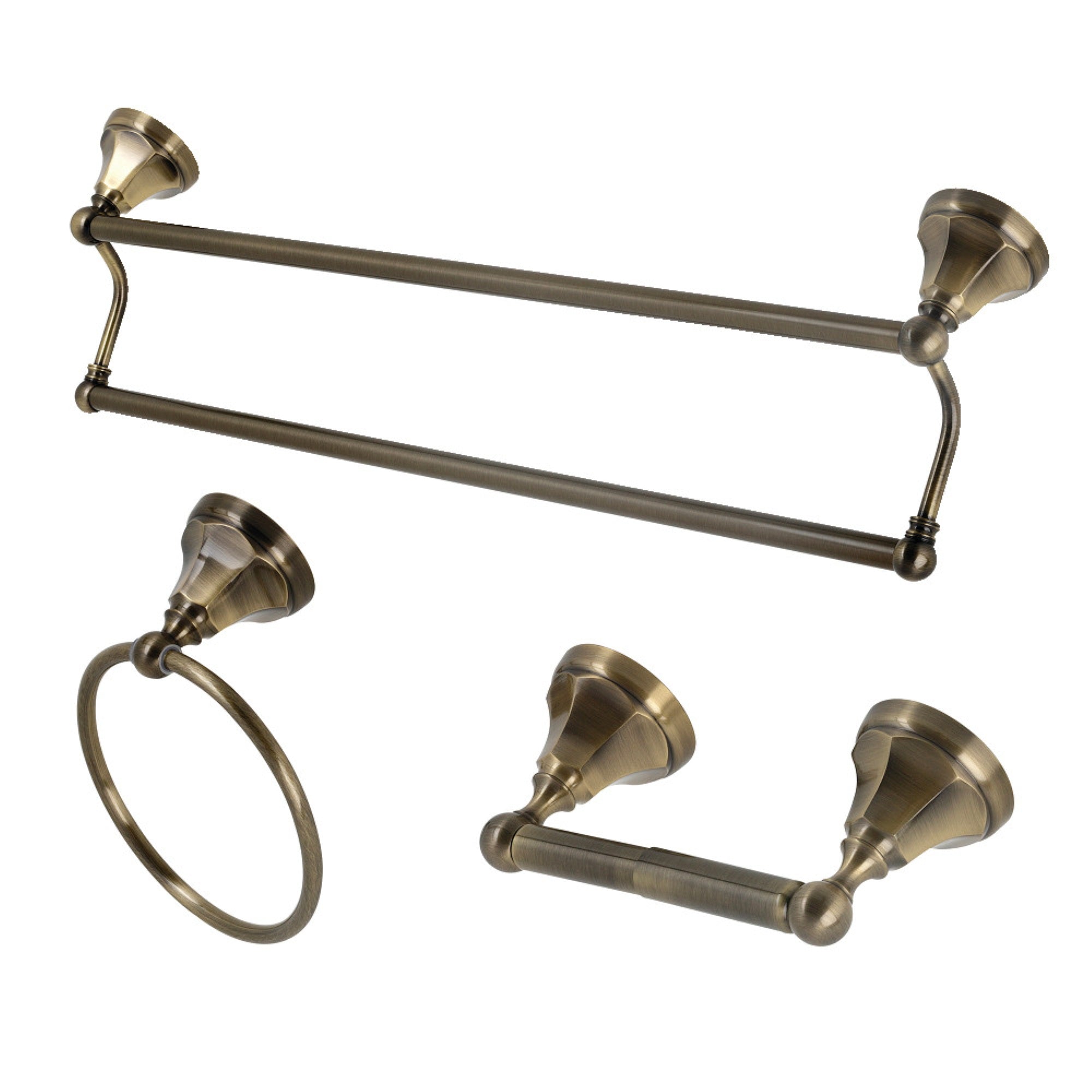 Kingston Brass Bak4181348Ab Metropolitan 3-Piece Towel Bar Accessory Set, Antique Brass