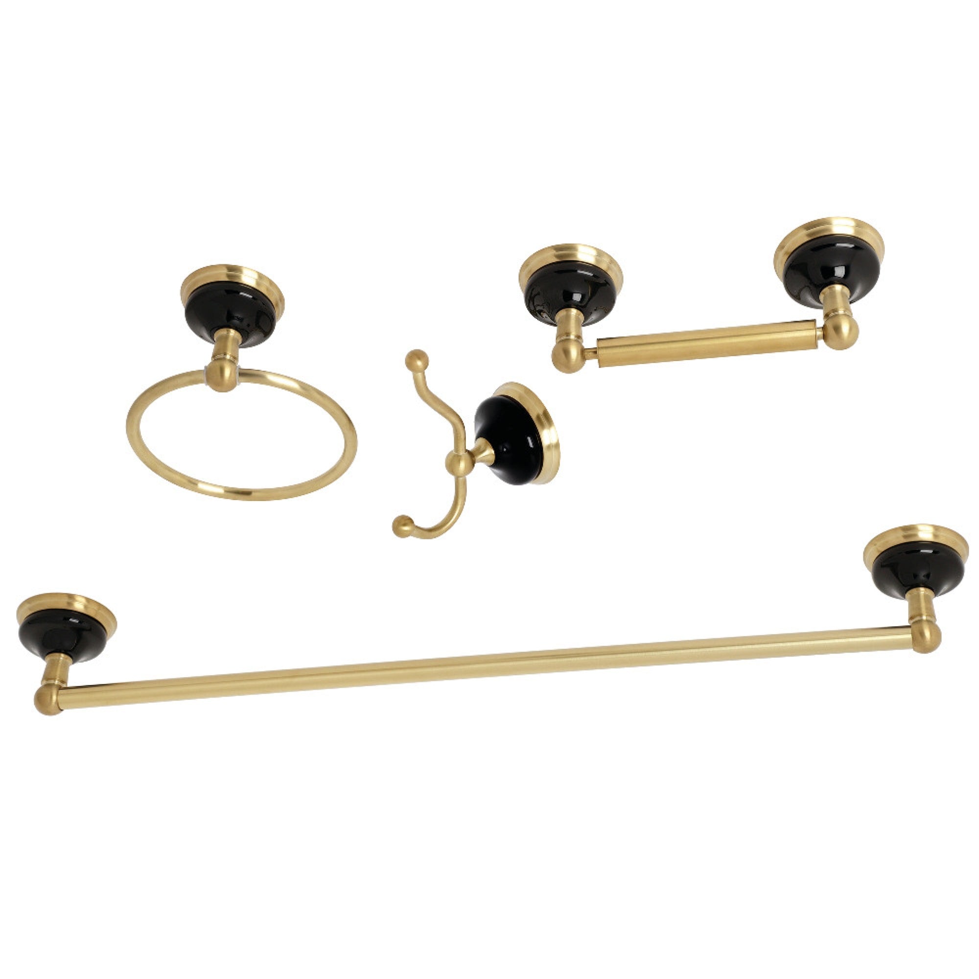 Kingston Brass Bak9111478Bb Water Onyx 4-Piece Bathroom Accessory Set, Brushed Brass