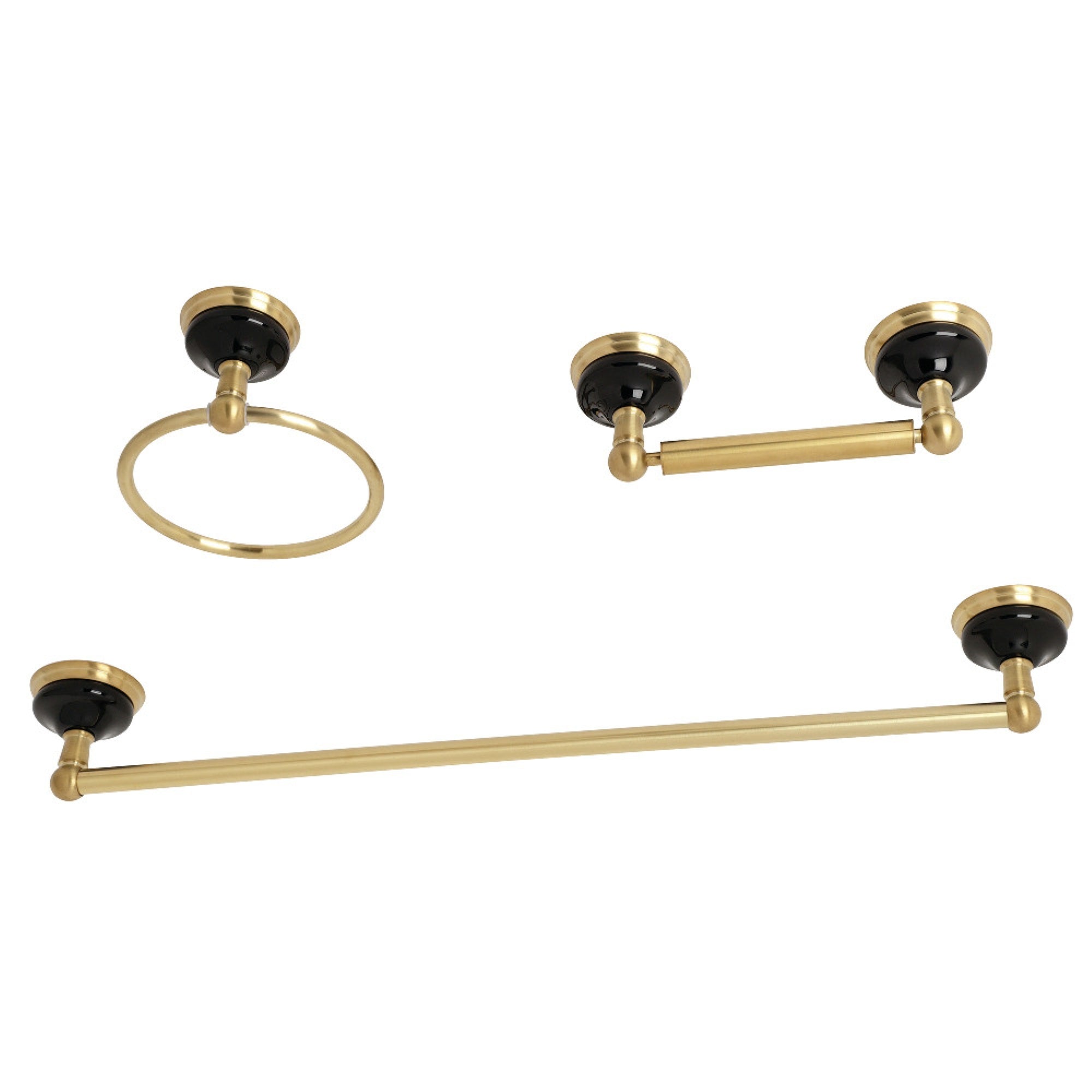 Kingston Brass Bak911248Bb Water Onyx 3-Piece Bathroom Accessory Set, Brushed Brass