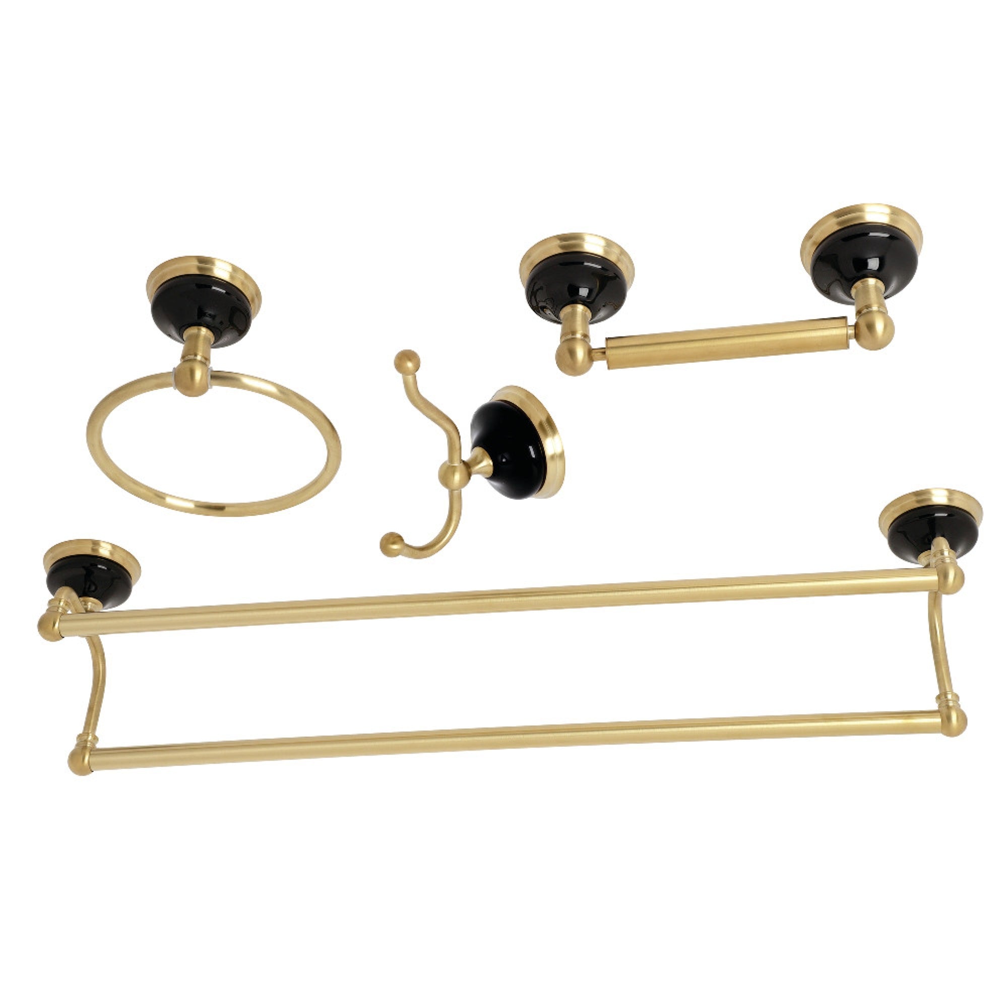 Kingston Brass Bak9113478Bb Water Onyx 4-Piece Bathroom Accessory Set, Brushed Brass
