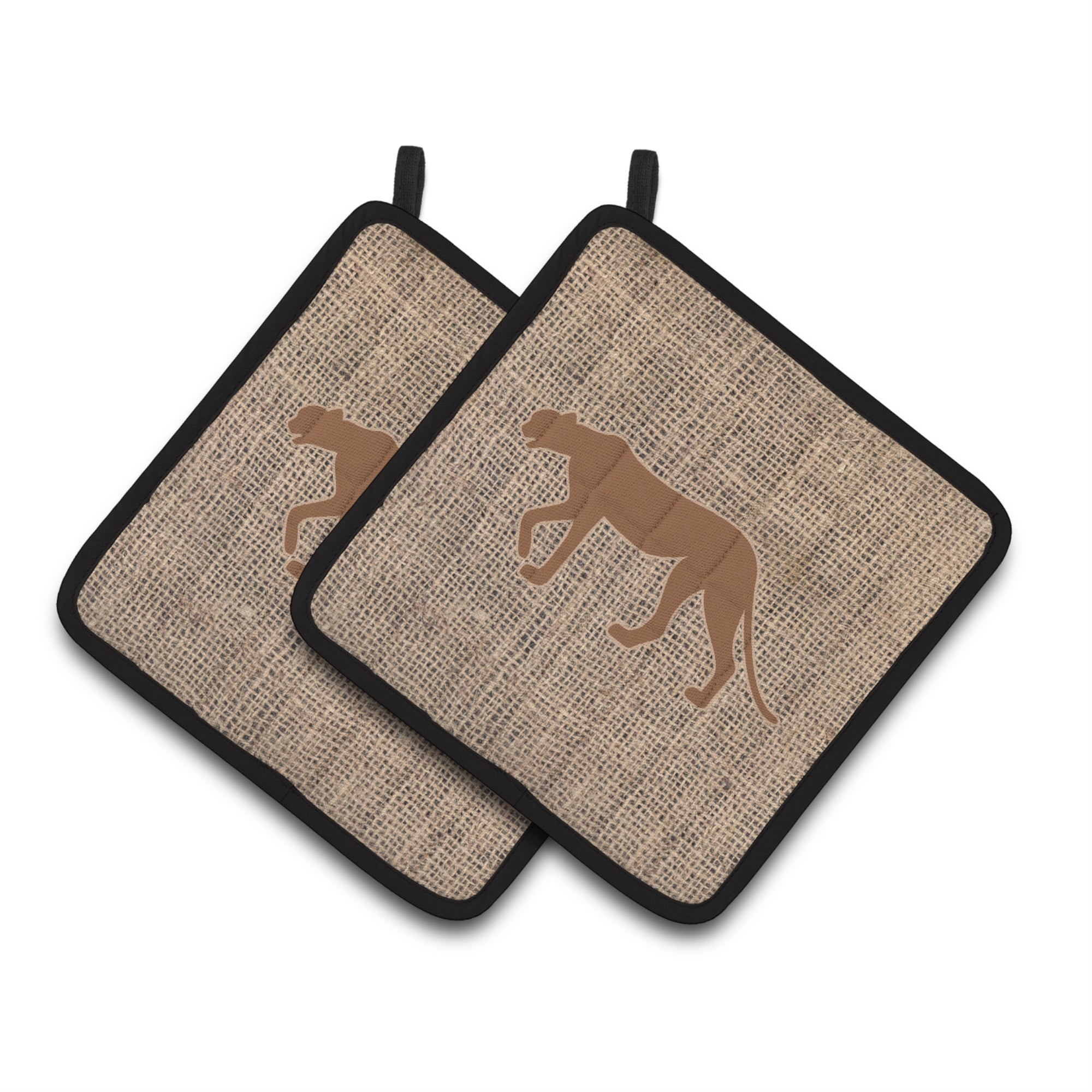 'Caroline'S Treasures Leopard Faux Burlap & Brown Pair Of Pot Holders Bb1004-Bl-Bn-Pthd, 7.5Hx7.5W, Multicolor''