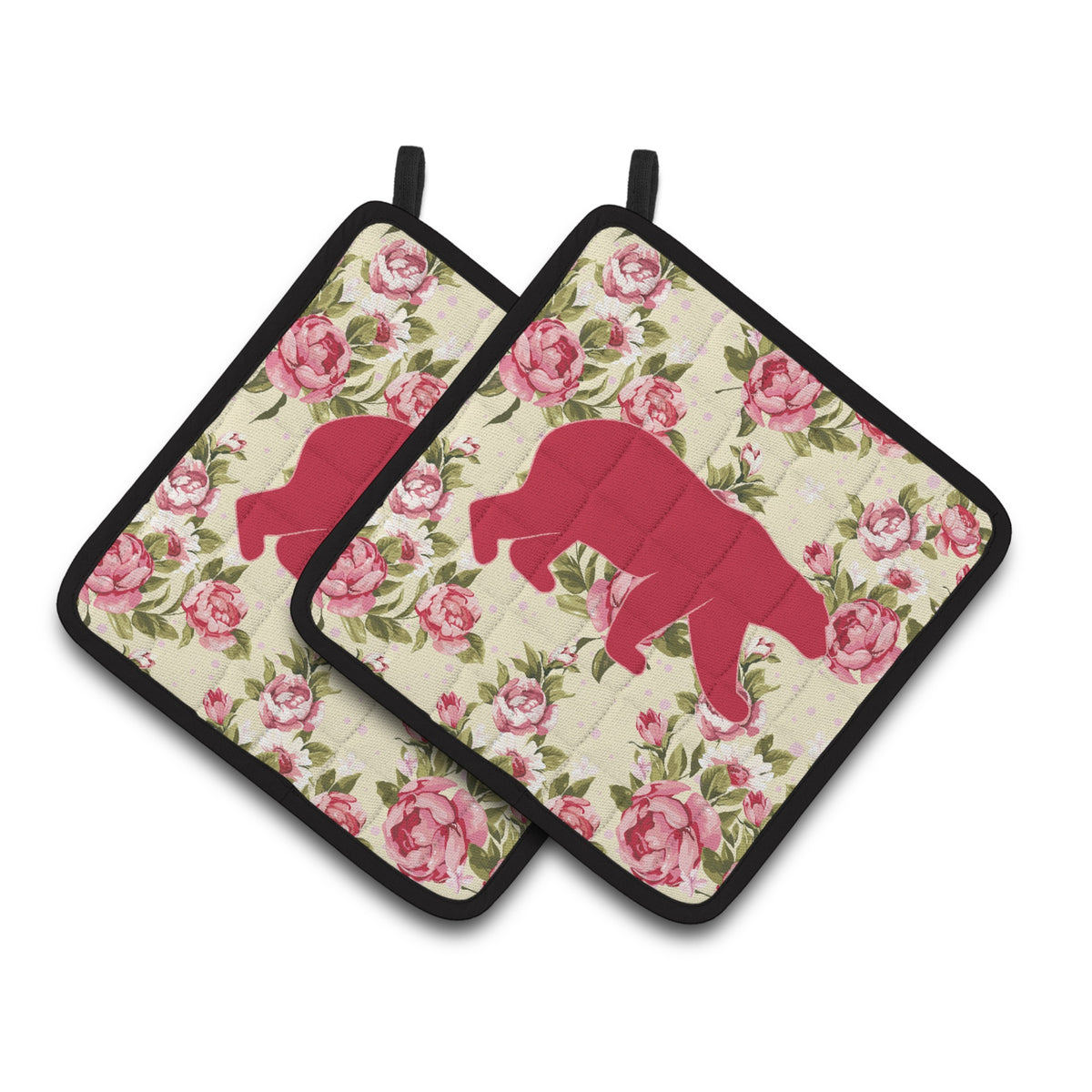 'Caroline'S Treasures Bear Shabby Chic Yellow Roses Pair Of Pot Holders Bb1005-Rs-Yw-Pthd, 7.5Hx7.5W, Multicolor''