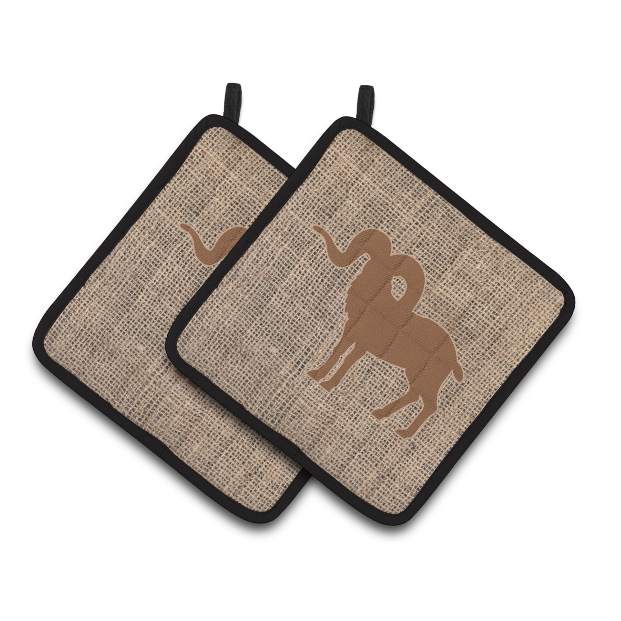 'Caroline'S Treasures Sheep Faux Burlap & Brown Pair Of Pot Holders Bb1007-Bl-Bn-Pthd, 7.5Hx7.5W, Multicolor''