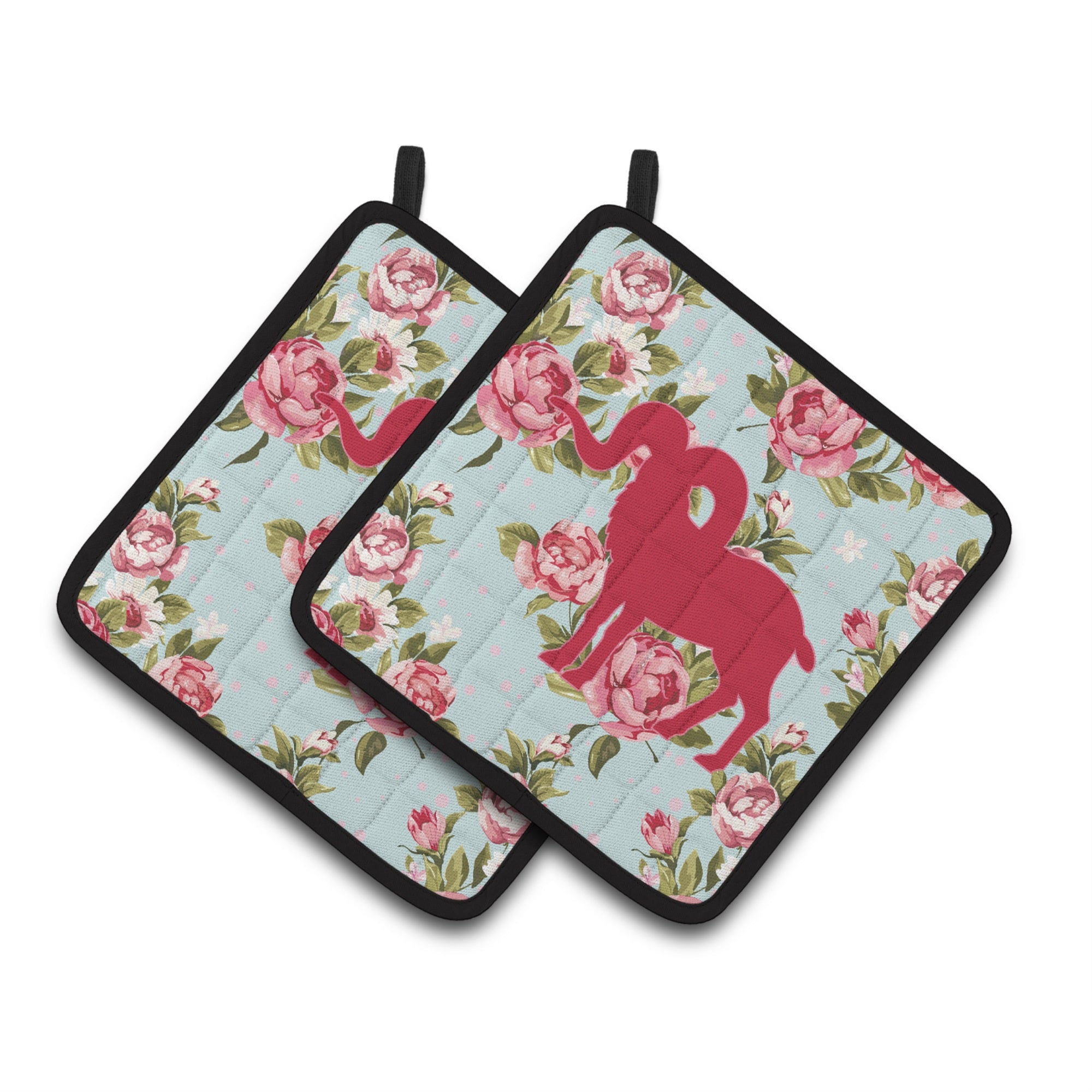 'Caroline'S Treasures Sheep Shabby Chic Blue Roses Pair Of Pot Holders Bb1007-Rs-Bu-Pthd, 7.5Hx7.5W, Multicolor''