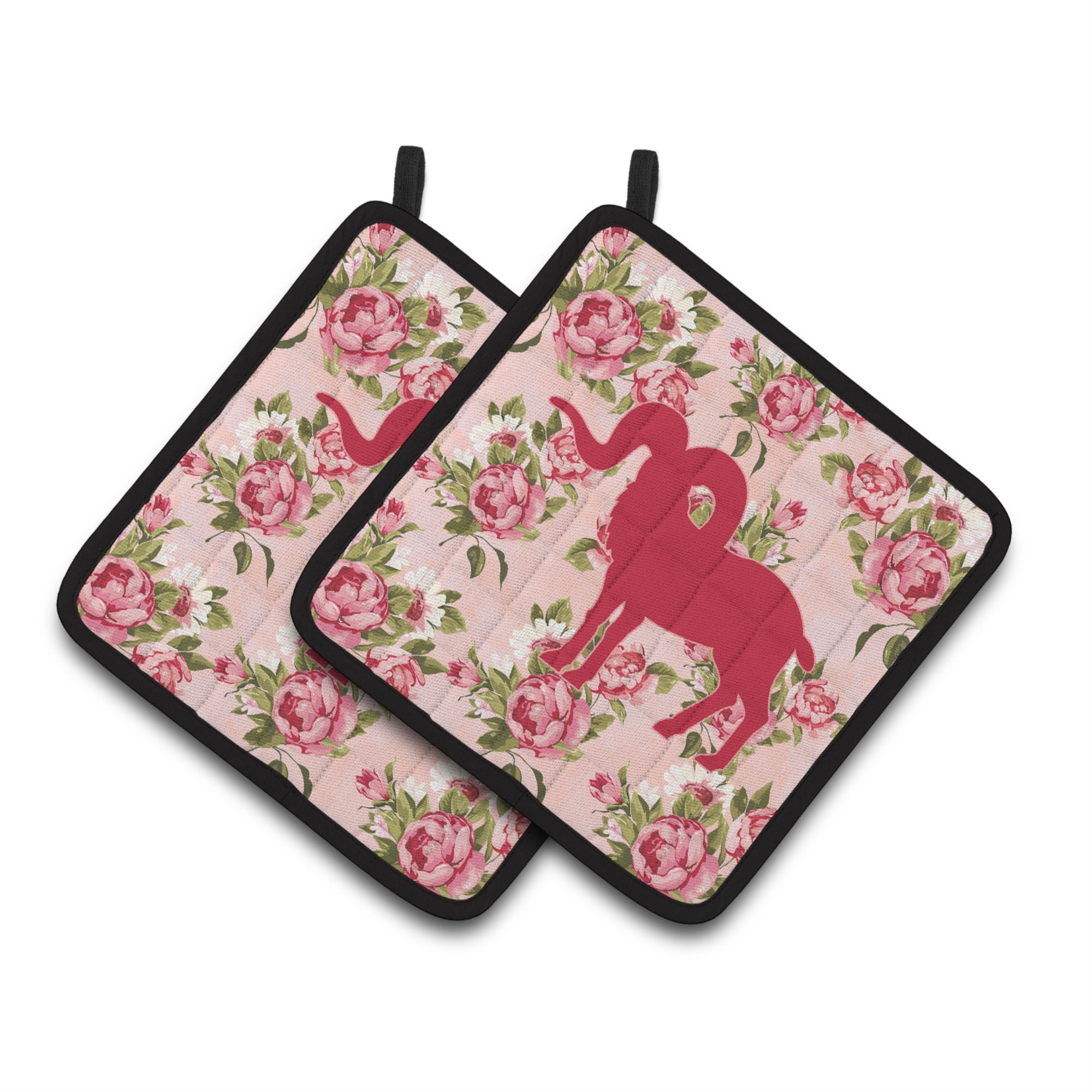 'Caroline'S Treasures Sheep Shabby Chic Pink Roses Pair Of Pot Holders Bb1007-Rs-Pk-Pthd, 7.5Hx7.5W, Multicolor''