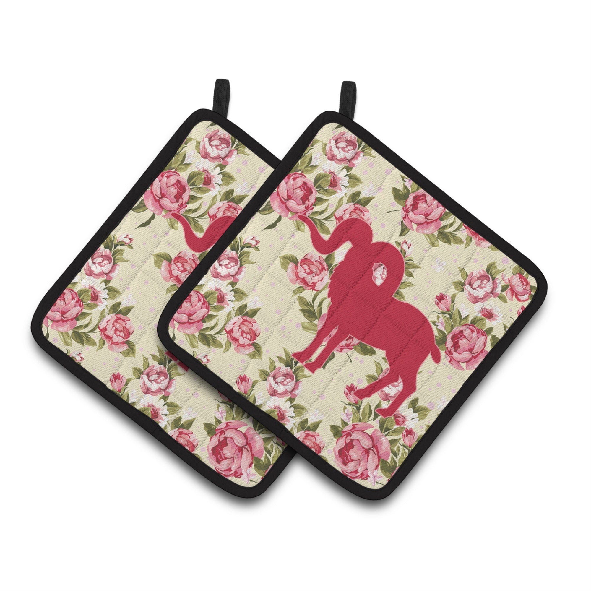 'Caroline'S Treasures Sheep Shabby Chic Yellow Roses Pair Of Pot Holders Bb1007-Rs-Yw-Pthd, 7.5Hx7.5W, Multicolor''