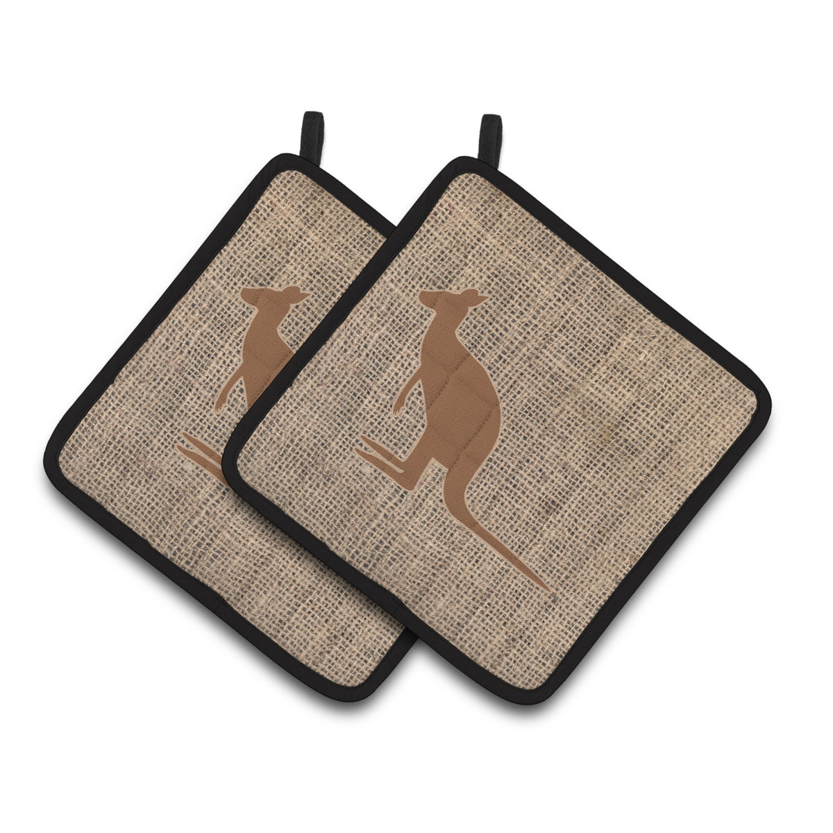 'Caroline'S Treasures Kangaroo Faux Burlap & Brown Pair Of Pot Holders Bb1008-Bl-Bn-Pthd, 7.5Hx7.5W, Multicolor''