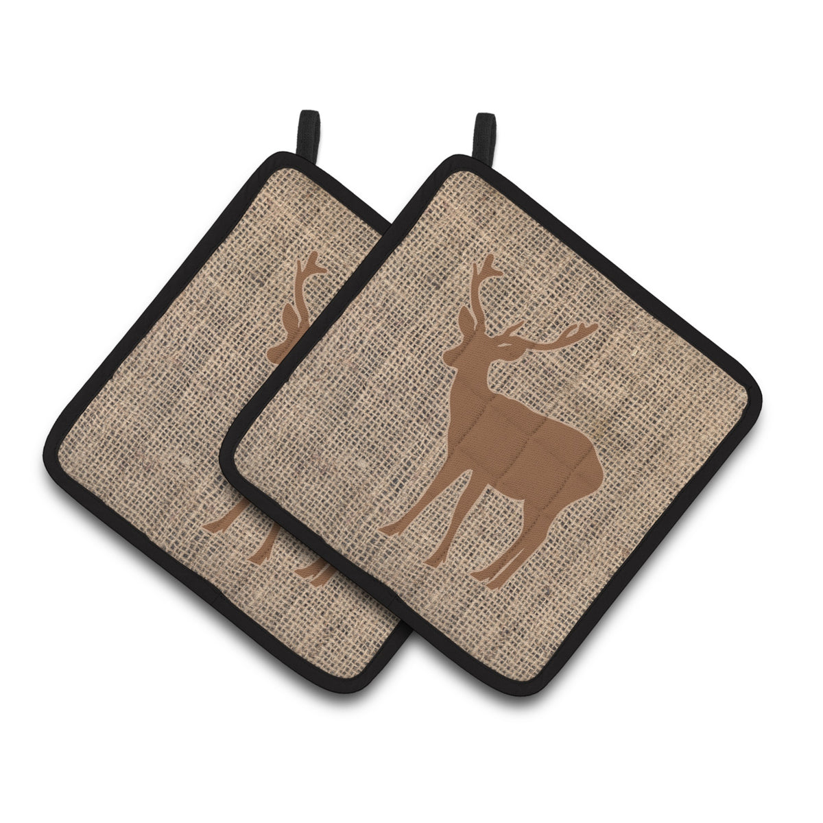 'Caroline'S Treasures Deer Faux Burlap & Brown Pair Of Pot Holders Bb1012-Bl-Bn-Pthd, 7.5Hx7.5W, Multicolor''