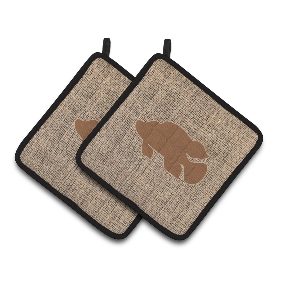 'Caroline'S Treasures Fish - Tropical Fish Faux Burlap & Brown Pair Of Pot Holders Bb1013-Bl-Bn-Pthd, 7.5Hx7.5W, Multicolor''