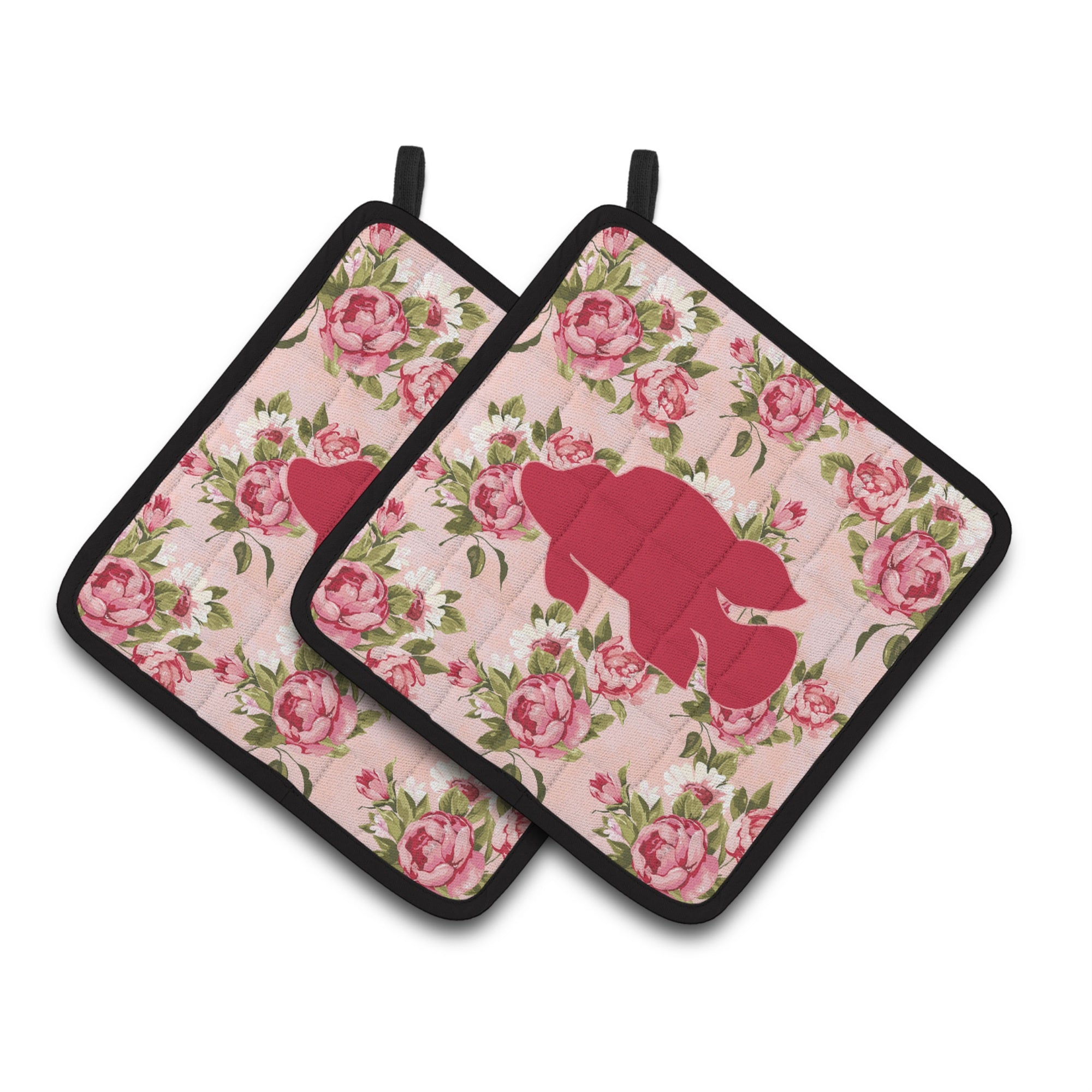 'Caroline'S Treasures Fish - Tropical Fish Shabby Chic Pink Roses Pair Of Pot Holders Bb1013-Rs-Pk-Pthd, 7.5Hx7.5W, Multicolor'