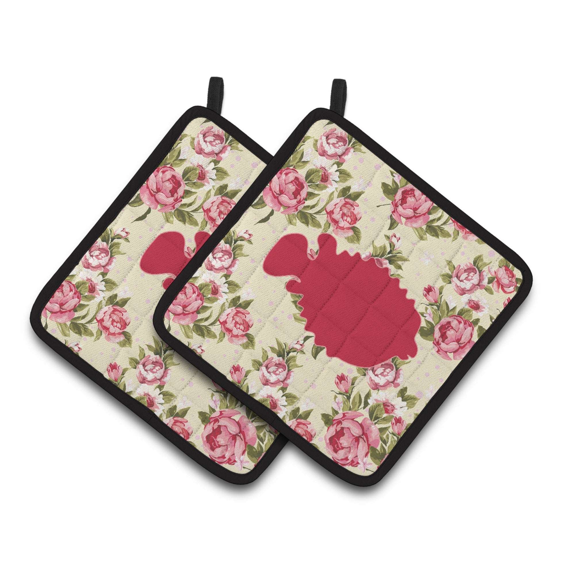 'Caroline'S Treasures Fish - Blowfish Shabby Chic Yellow Roses Pair Of Pot Holders Bb1016-Rs-Yw-Pthd, 7.5Hx7.5W, Multicolor''