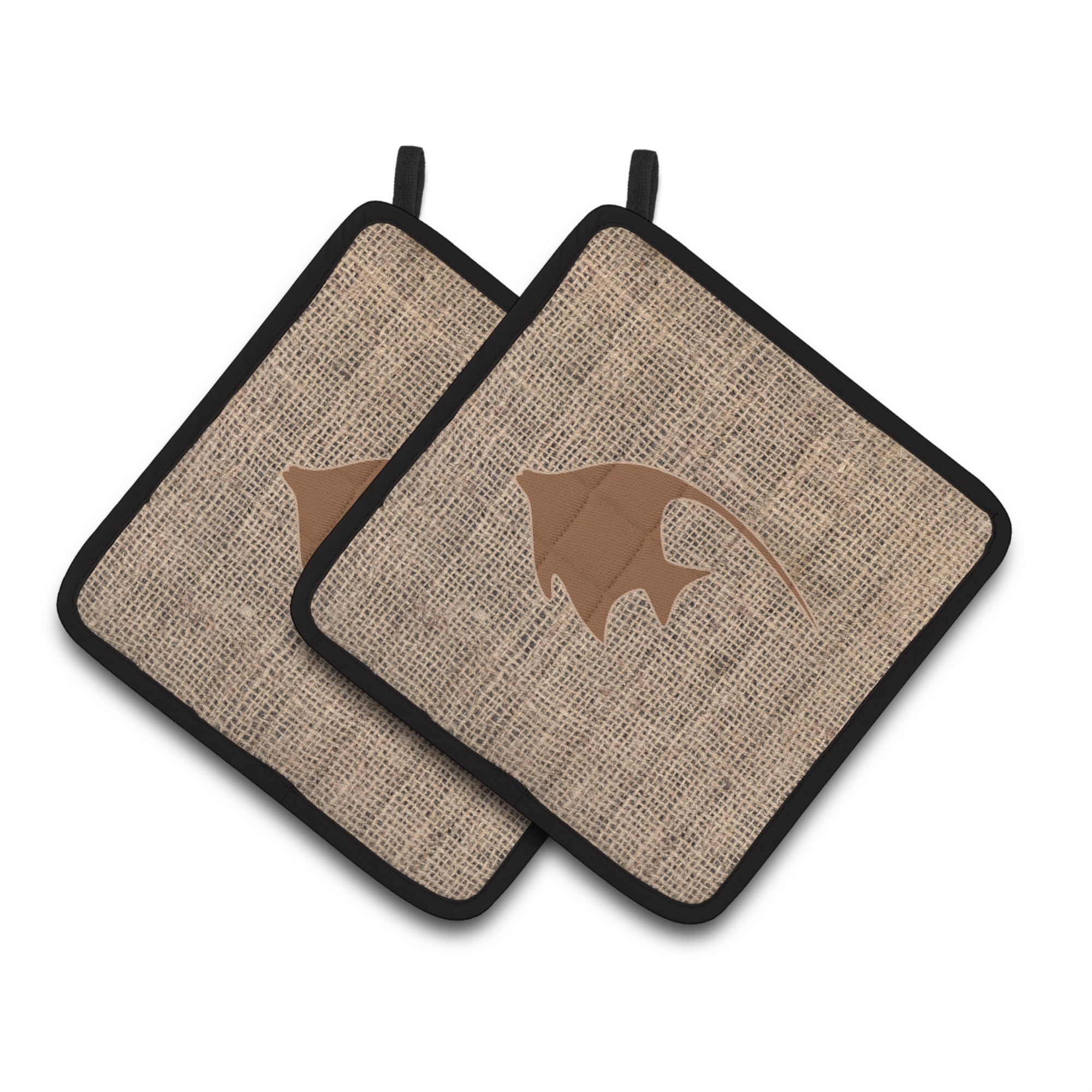 'Caroline'S Treasures Fish - Angel Fish Faux Burlap & Brown Pair Of Pot Holders Bb1019-Bl-Bn-Pthd, 7.5Hx7.5W, Multicolor''