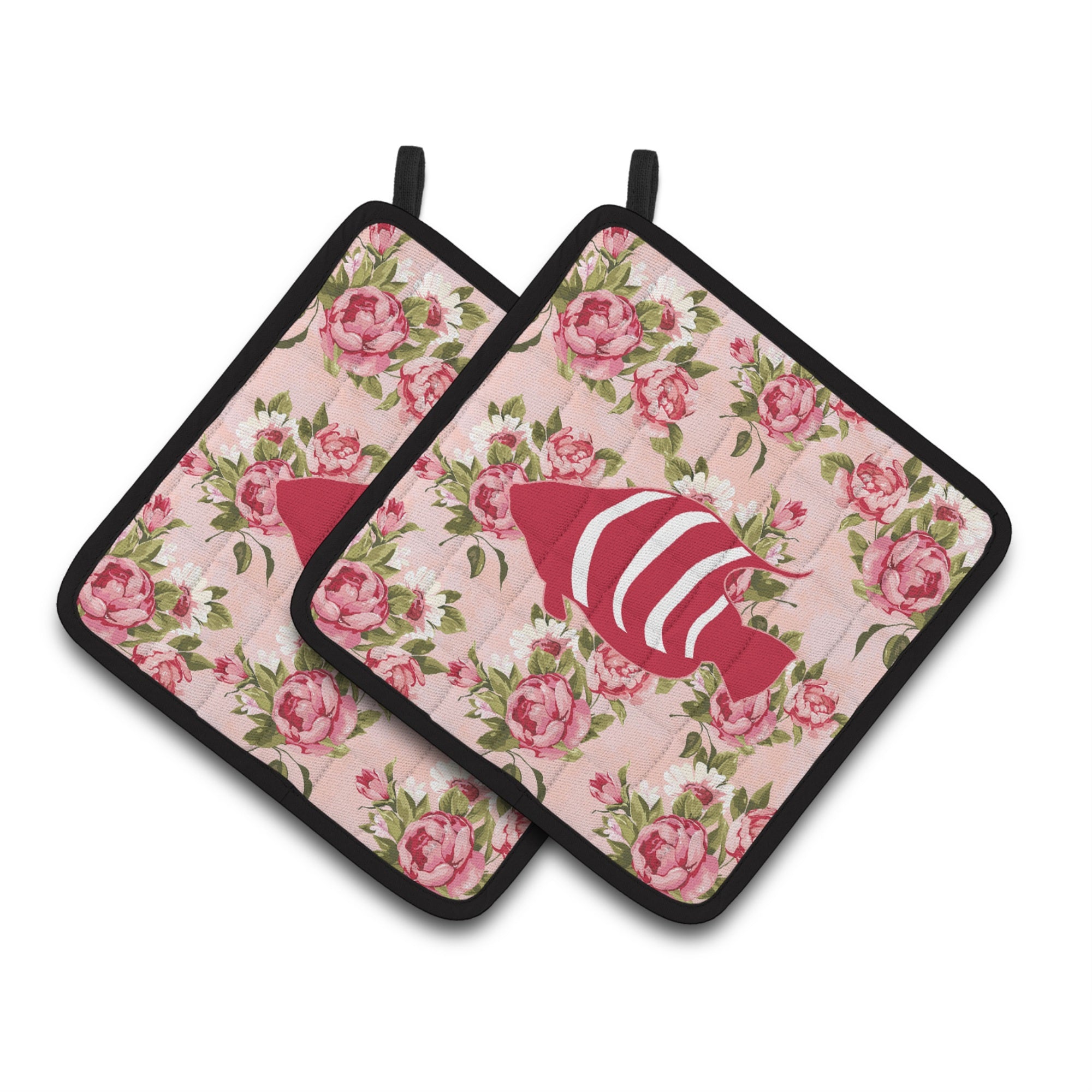'Caroline'S Treasures Fish Shabby Chic Pink Roses Pair Of Pot Holders Bb1020-Rs-Pk-Pthd, 7.5Hx7.5W, Multicolor''