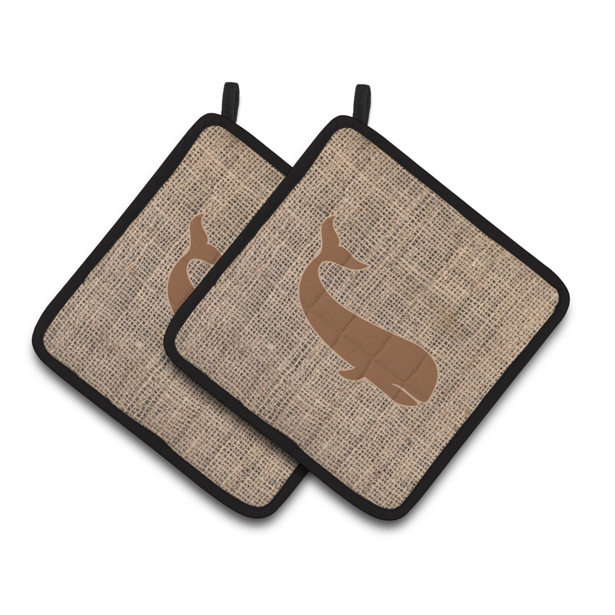 'Caroline'S Treasures Whale Faux Burlap & Brown Pair Of Pot Holders Bb1021-Bl-Bn-Pthd, 7.5Hx7.5W, Multicolor''