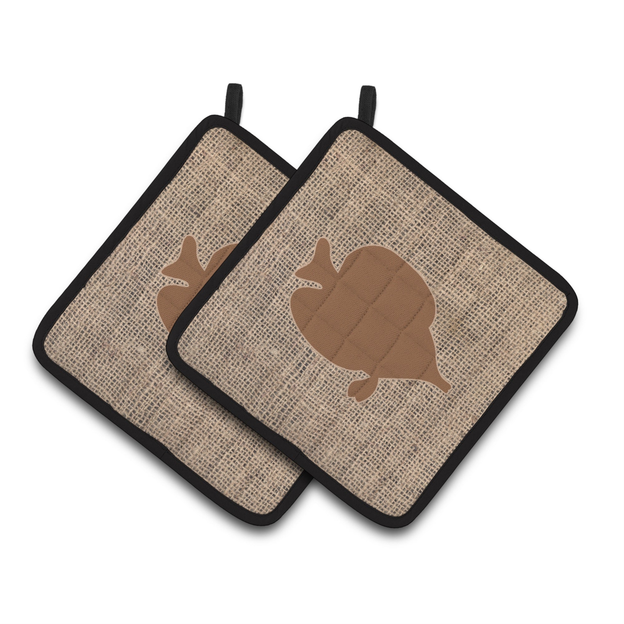 'Caroline'S Treasures Fish - Tang Fish Faux Burlap & Brown Pair Of Pot Holders Bb1023-Bl-Bn-Pthd, 7.5Hx7.5W, Multicolor''