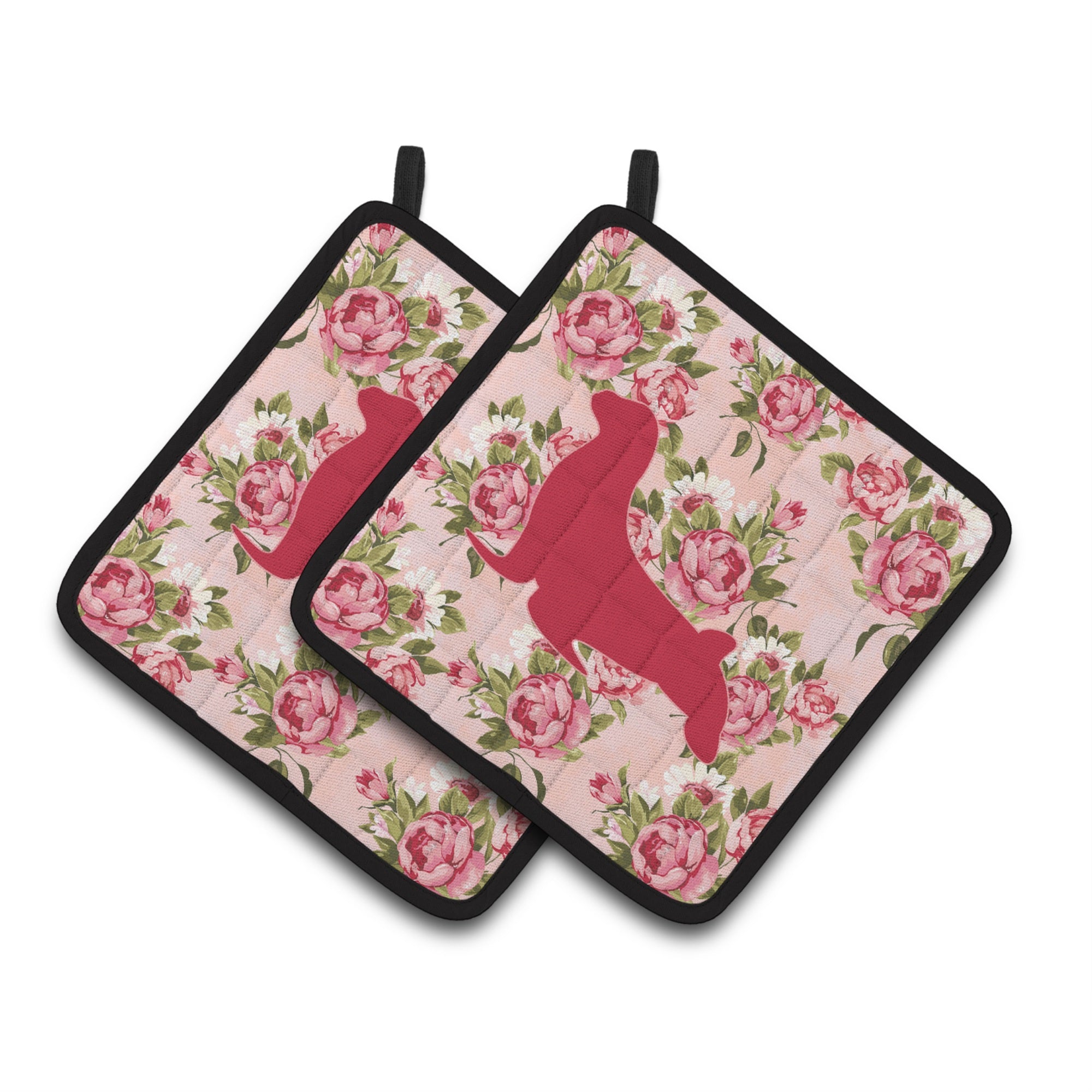 'Caroline'S Treasures Seal Shabby Chic Pink Roses Pair Of Pot Holders Bb1027-Rs-Pk-Pthd, 7.5Hx7.5W, Multicolor''