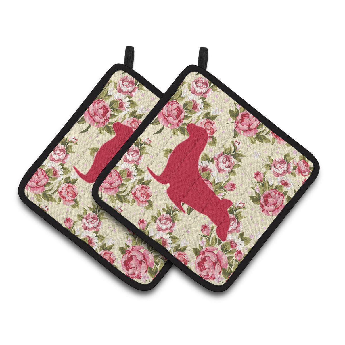 'Caroline'S Treasures Seal Shabby Chic Yellow Roses Pair Of Pot Holders Bb1027-Rs-Yw-Pthd, 7.5Hx7.5W, Multicolor''