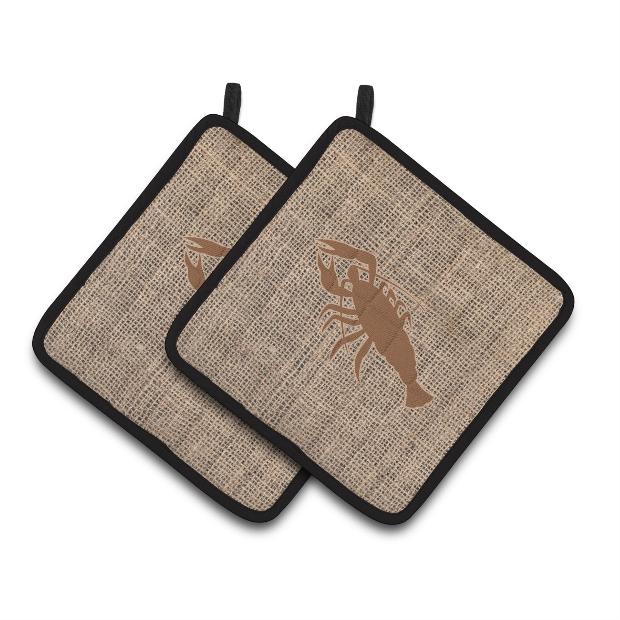 'Caroline'S Treasures Lobster Faux Burlap & Brown Pair Of Pot Holders Bb1028-Bl-Bn-Pthd, 7.5Hx7.5W, Multicolor''