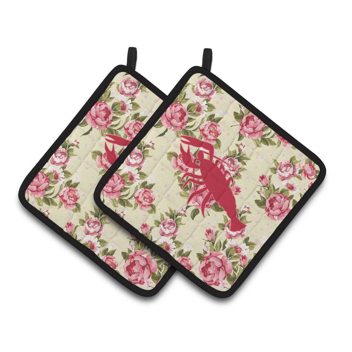 'Caroline'S Treasures Lobster Shabby Chic Yellow Roses Pair Of Pot Holders Bb1028-Rs-Yw-Pthd, 7.5Hx7.5W, Multicolor''