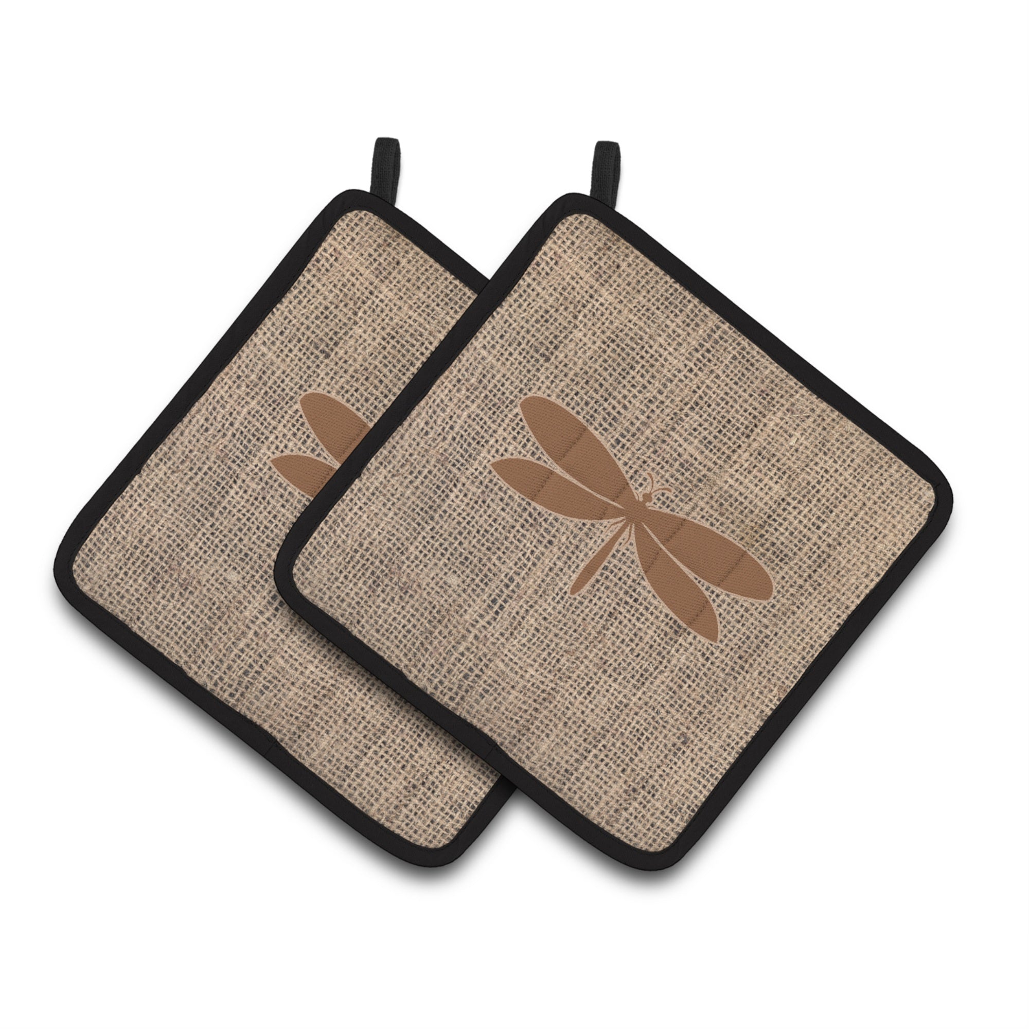 'Caroline'S Treasures Bb1061-Bl-Bn-Pthd Moth Faux Pot Holders (1 Pair), 7.5'''' X 7.5'''', Burlap/Brown''