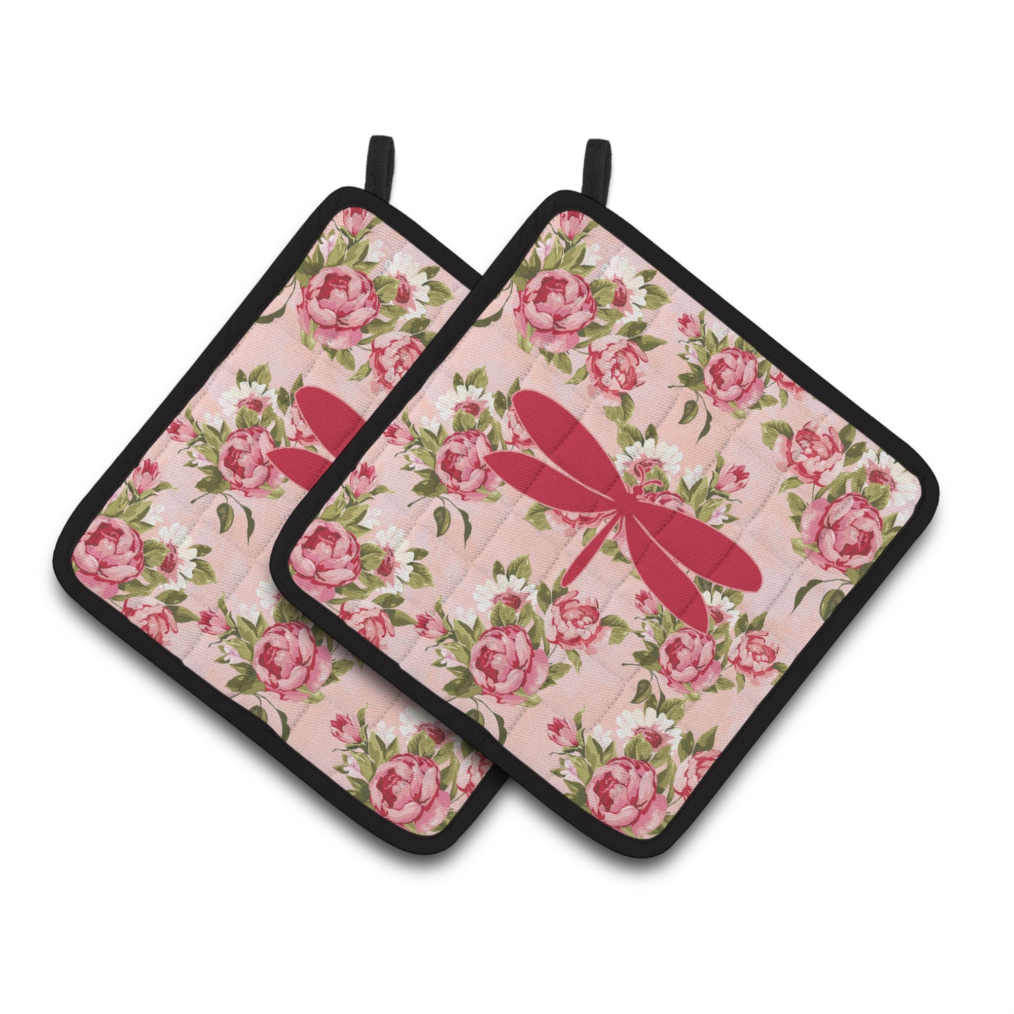 'Caroline'S Treasures Moth Shabby Chic Pink Roses Pair Of Pot Holders Bb1061-Rs-Pk-Pthd, 7.5Hx7.5W, Multicolor''