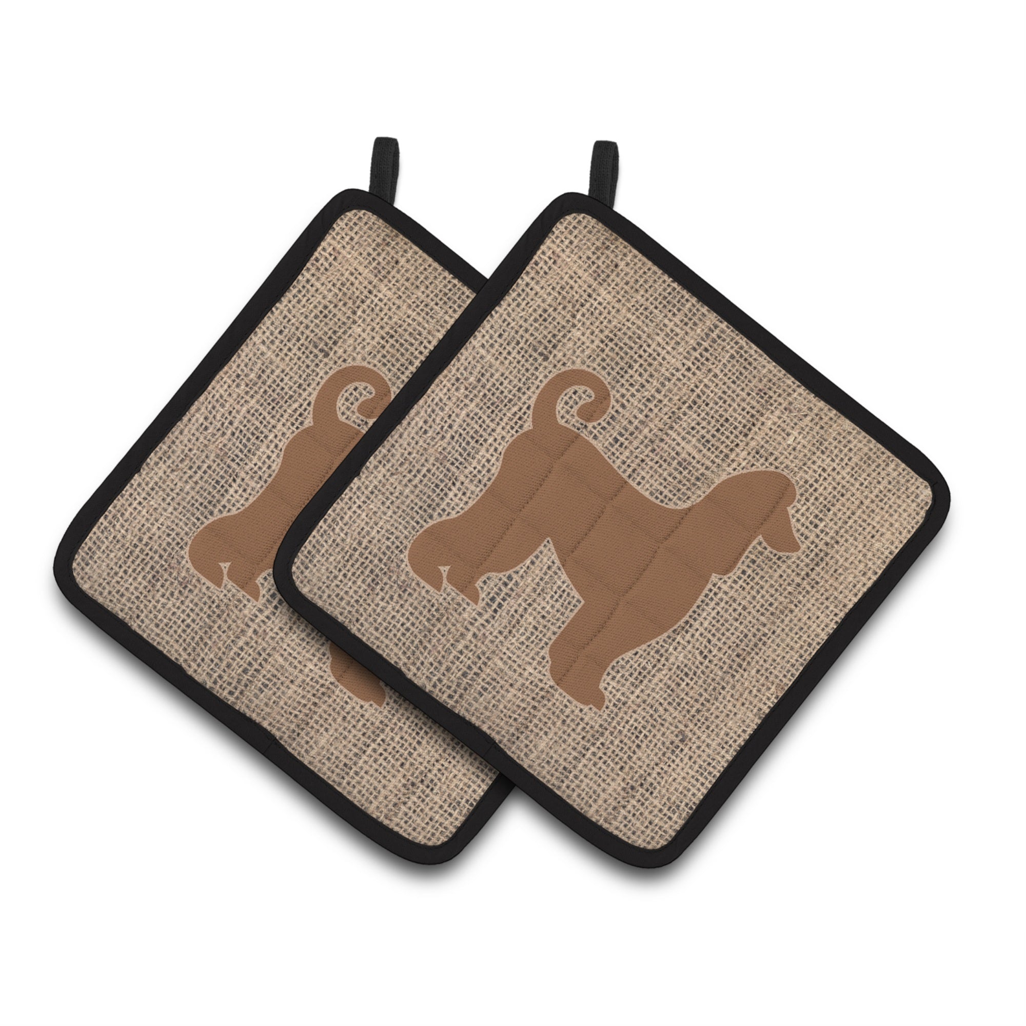 'Caroline'S Treasures Afghan Hound Faux Burlap & Brown Pair Of Pot Holders Bb1066-Bl-Bn-Pthd, 7.5Hx7.5W, Multicolor''