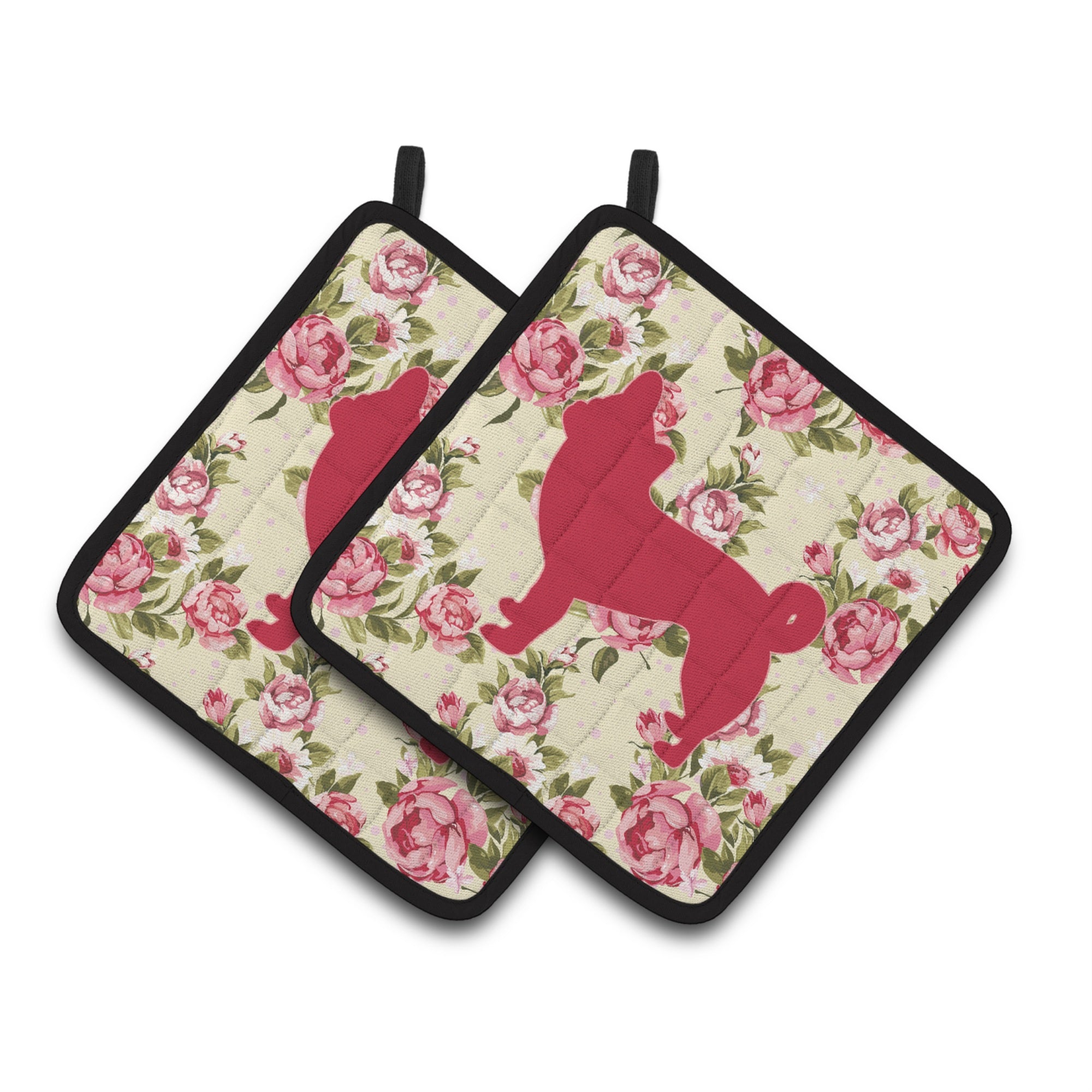 'Caroline'S Treasures Chihuahua Shabby Chic Yellow Roses Pair Of Pot Holders Bb1068-Rs-Yw-Pthd, 7.5Hx7.5W, Multicolor''