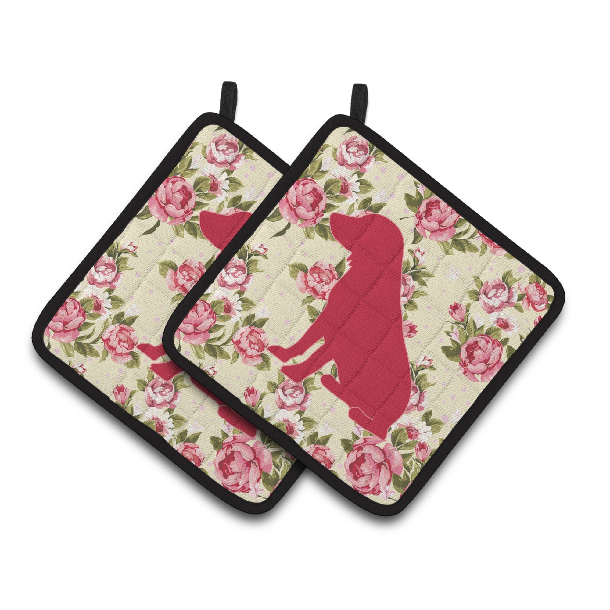 'Caroline'S Treasures Boykin Spaniel Shabby Chic Yellow Roses Pair Of Pot Holders Bb1070-Rs-Yw-Pthd, 7.5Hx7.5W, Multicolor''