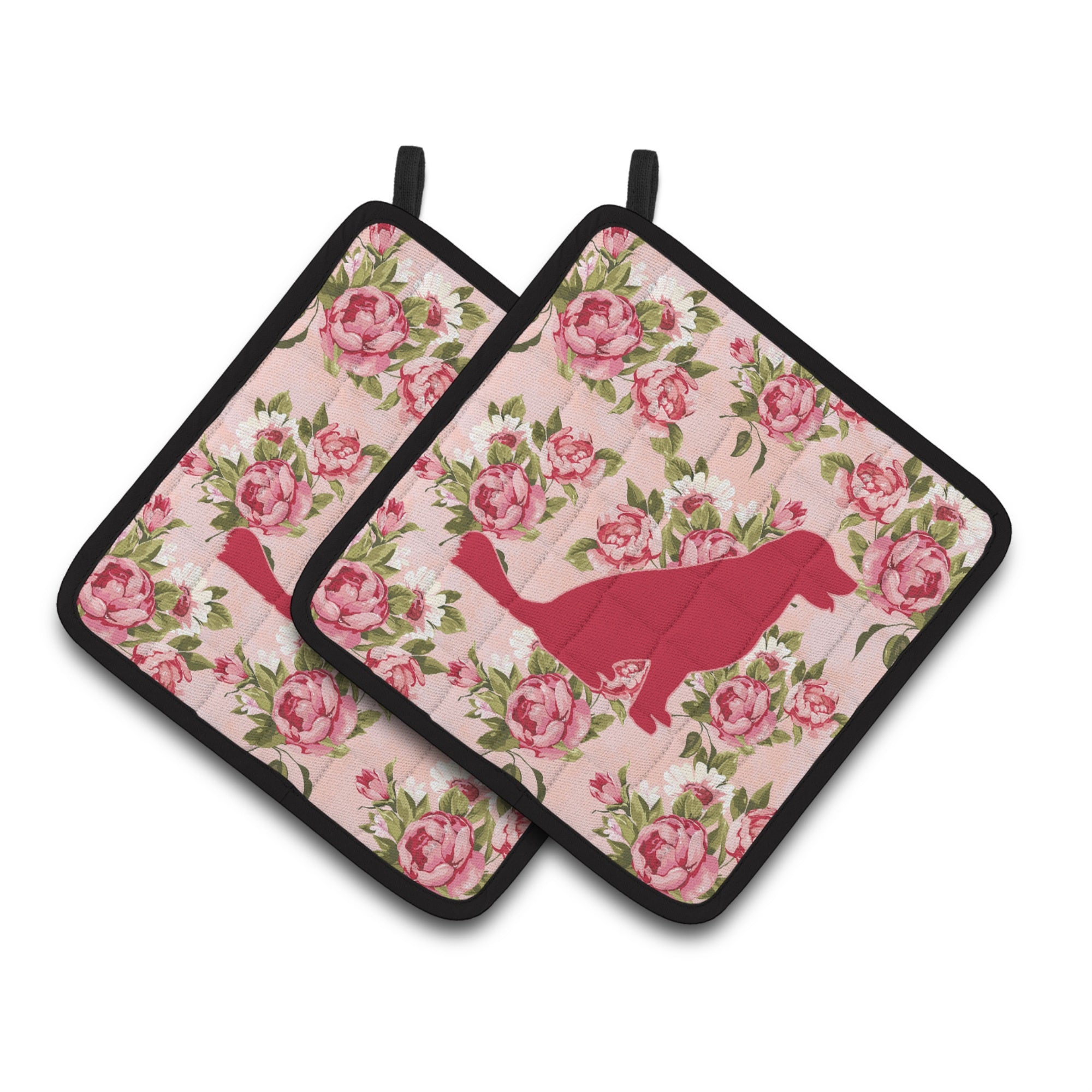 'Caroline'S Treasures Labrador Shabby Chic Pink Roses Pair Of Pot Holders Bb1076-Rs-Pk-Pthd, 7.5Hx7.5W, Multicolor''