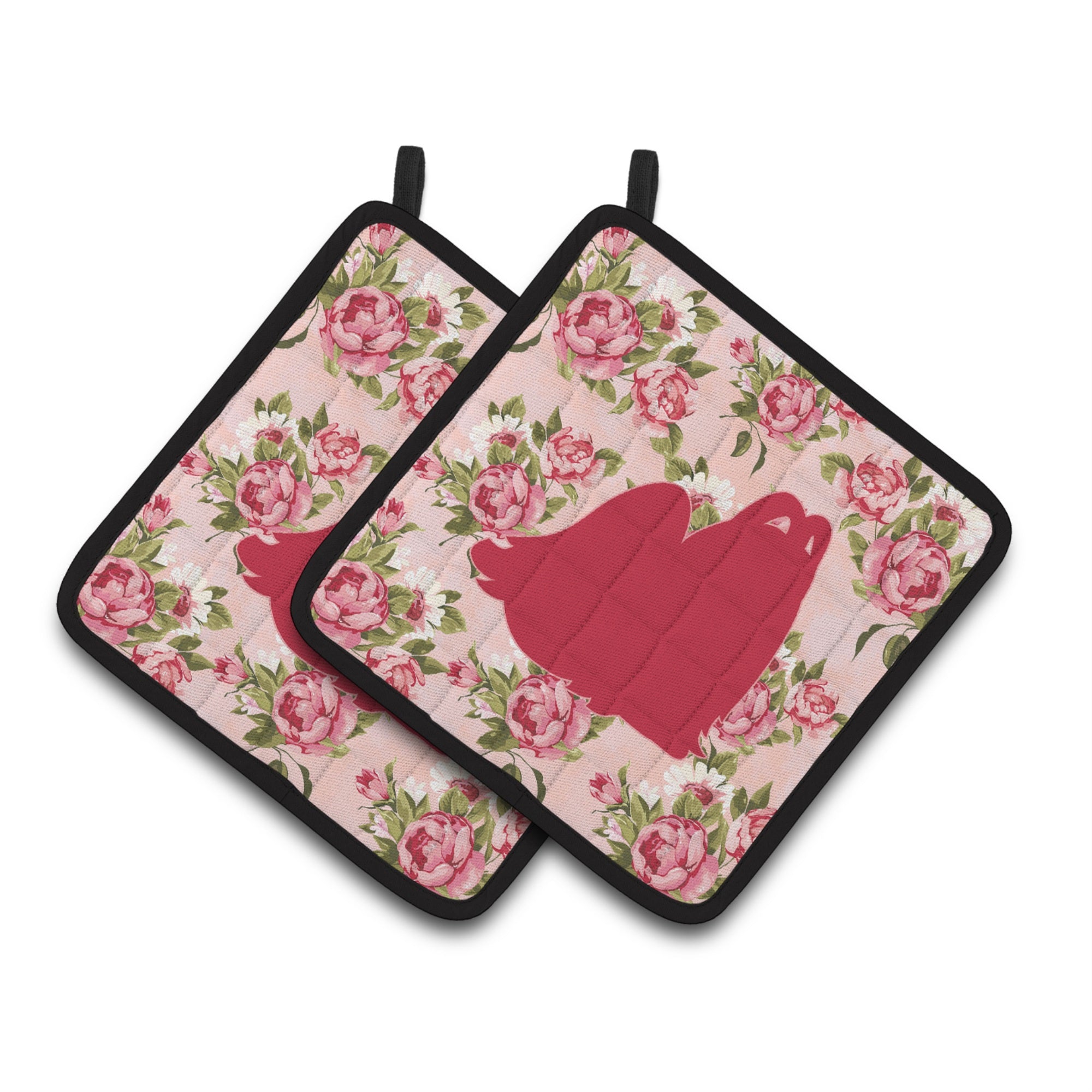 'Caroline'S Treasures Maltese Shabby Chic Pink Roses Pair Of Pot Holders Bb1079-Rs-Pk-Pthd, 7.5Hx7.5W, Multicolor''