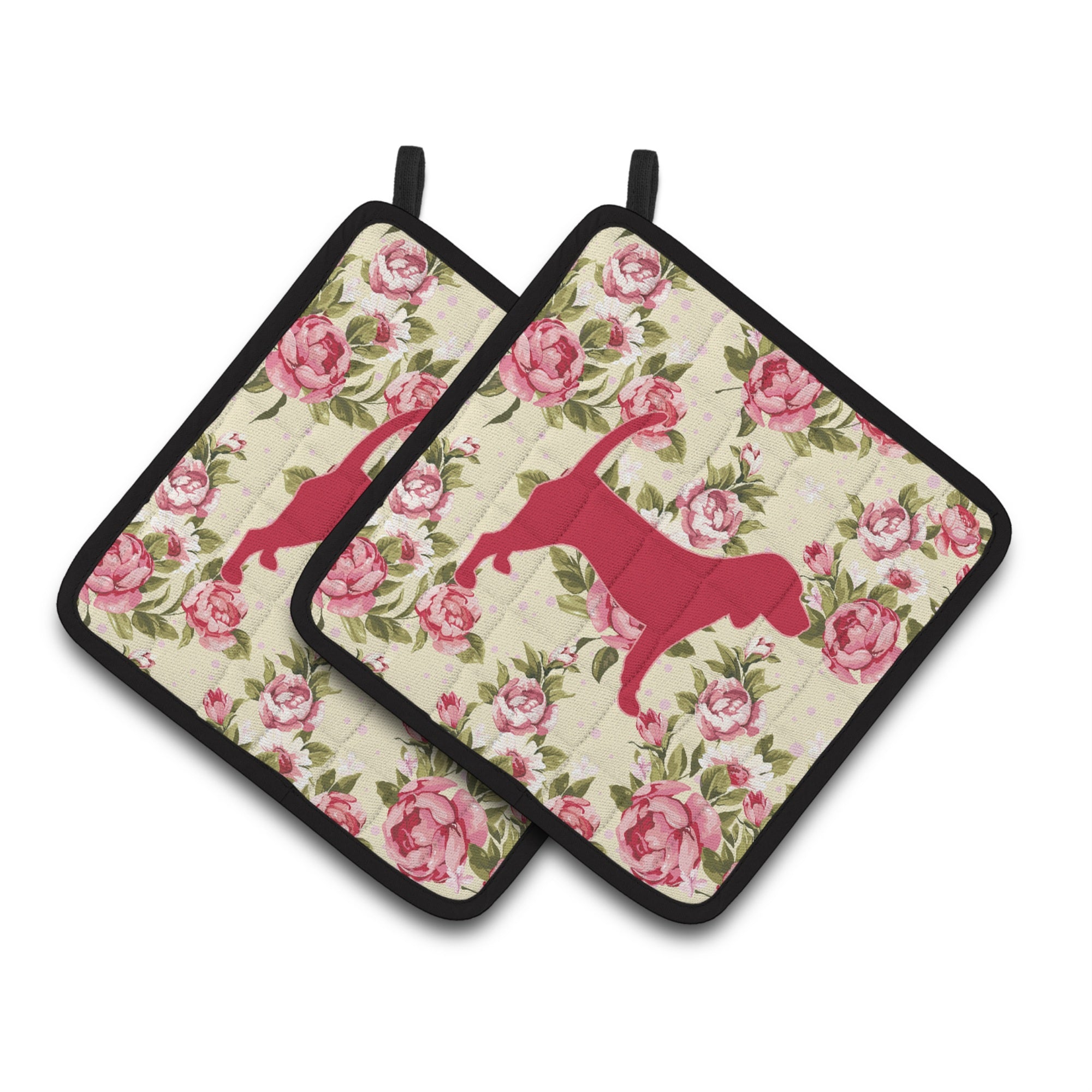 'Caroline'S Treasures Beagle Shabby Chic Yellow Roses Pair Of Pot Holders Bb1087-Rs-Yw-Pthd, 7.5Hx7.5W, Multicolor''