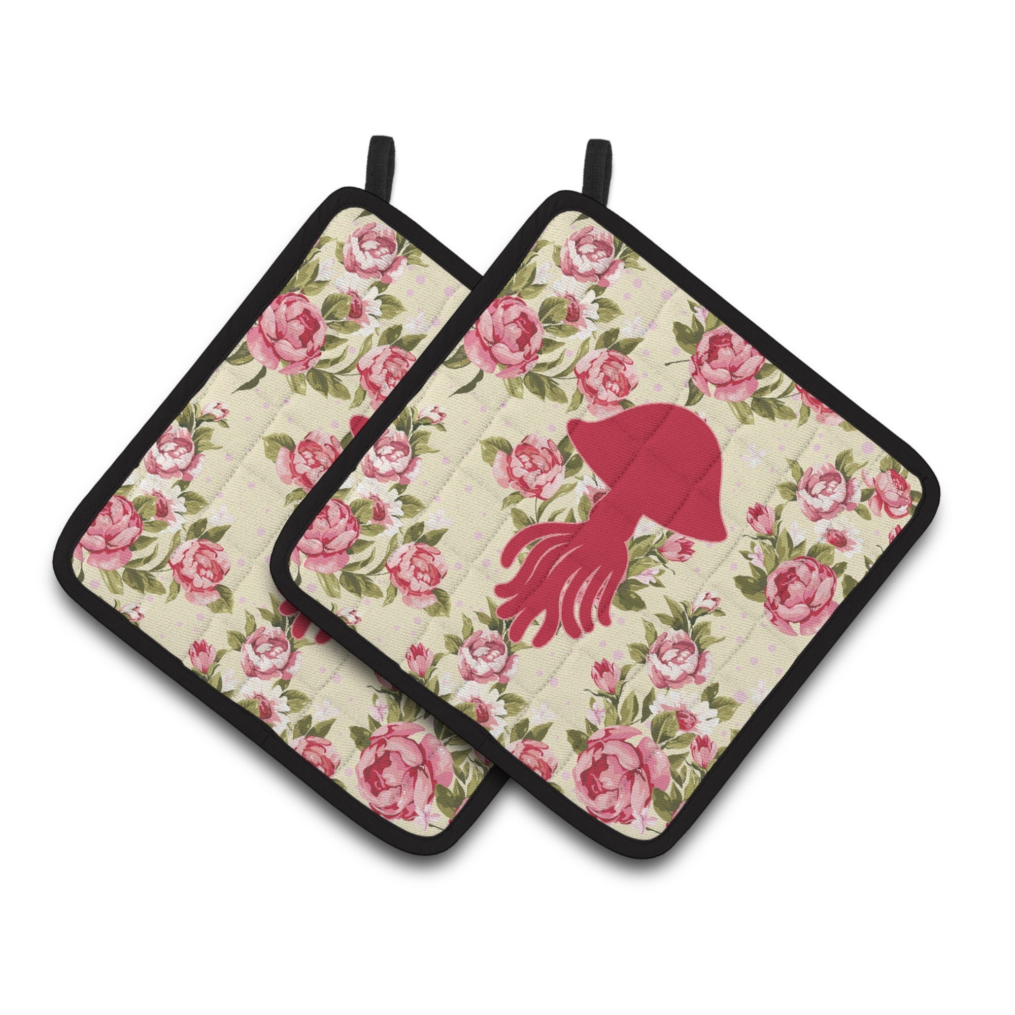 'Caroline'S Treasures Jellyfish Shabby Chic Yellow Roses Pair Of Pot Holders Bb1089-Rs-Yw-Pthd, 7.5Hx7.5W, Multicolor''