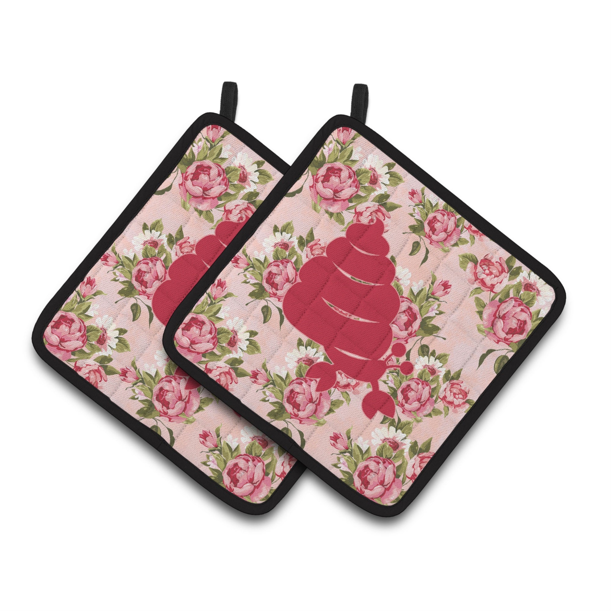 'Caroline'S Treasures Hermit Crab Shabby Chic Pink Roses Pair Of Pot Holders Bb1092-Rs-Pk-Pthd, 7.5Hx7.5W, Multicolor''