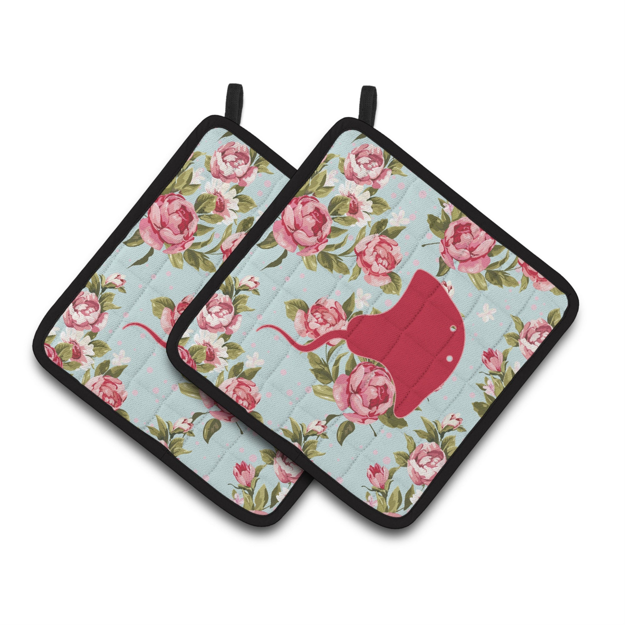 'Caroline'S Treasures Stingray Shabby Chic Blue Roses Pair Of Pot Holders Bb1095-Rs-Bu-Pthd, 7.5Hx7.5W, Multicolor''