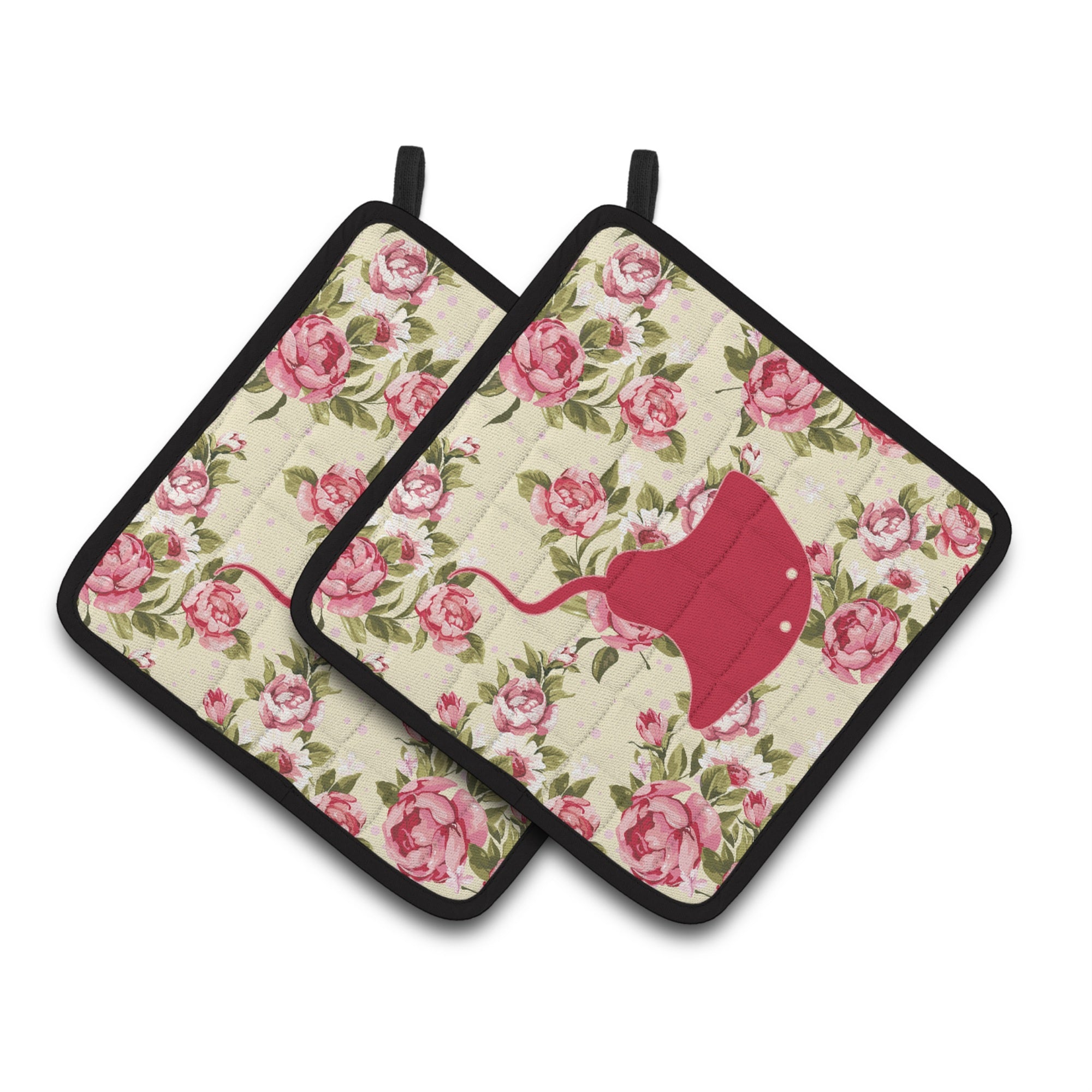 'Caroline'S Treasures Stingray Shabby Chic Yellow Roses Pair Of Pot Holders Bb1095-Rs-Yw-Pthd, 7.5Hx7.5W, Multicolor''