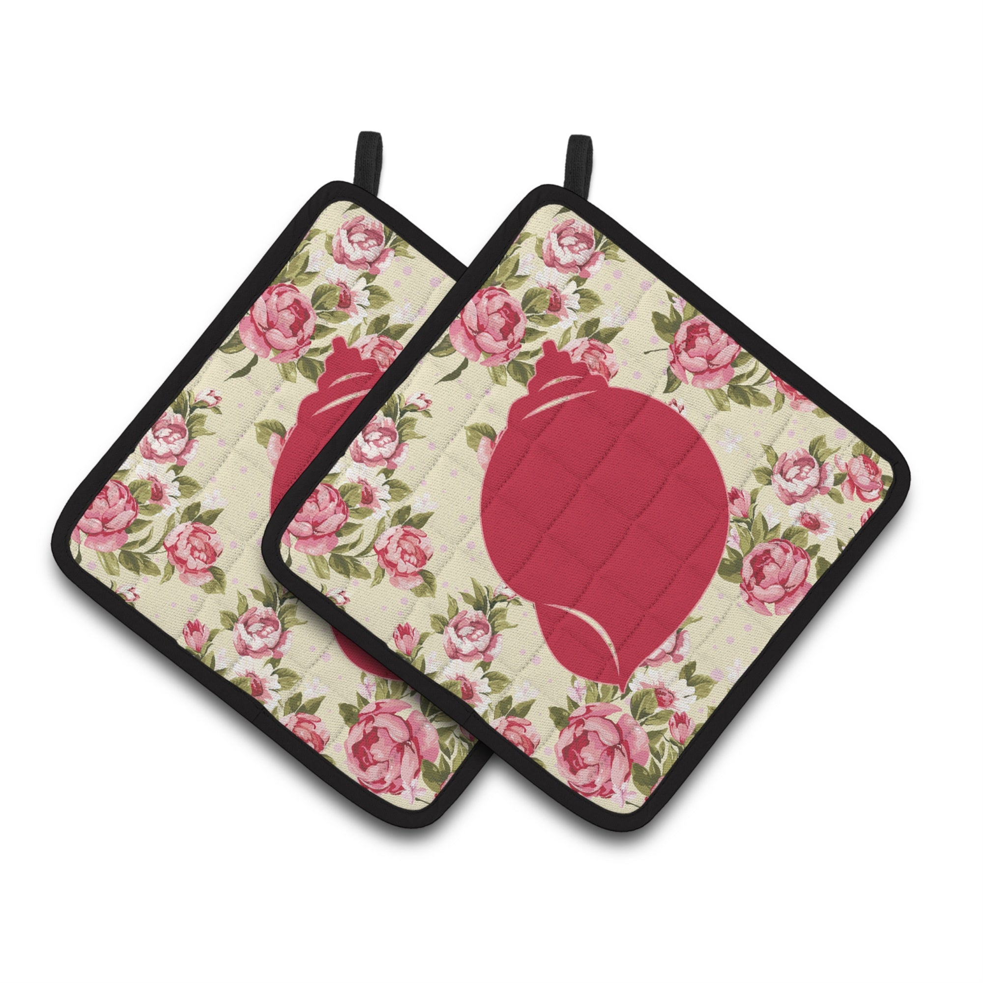 'Caroline'S Treasures Shell Shabby Chic Yellow Roses Pair Of Pot Holders Bb1099-Rs-Yw-Pthd, 7.5Hx7.5W, Multicolor''