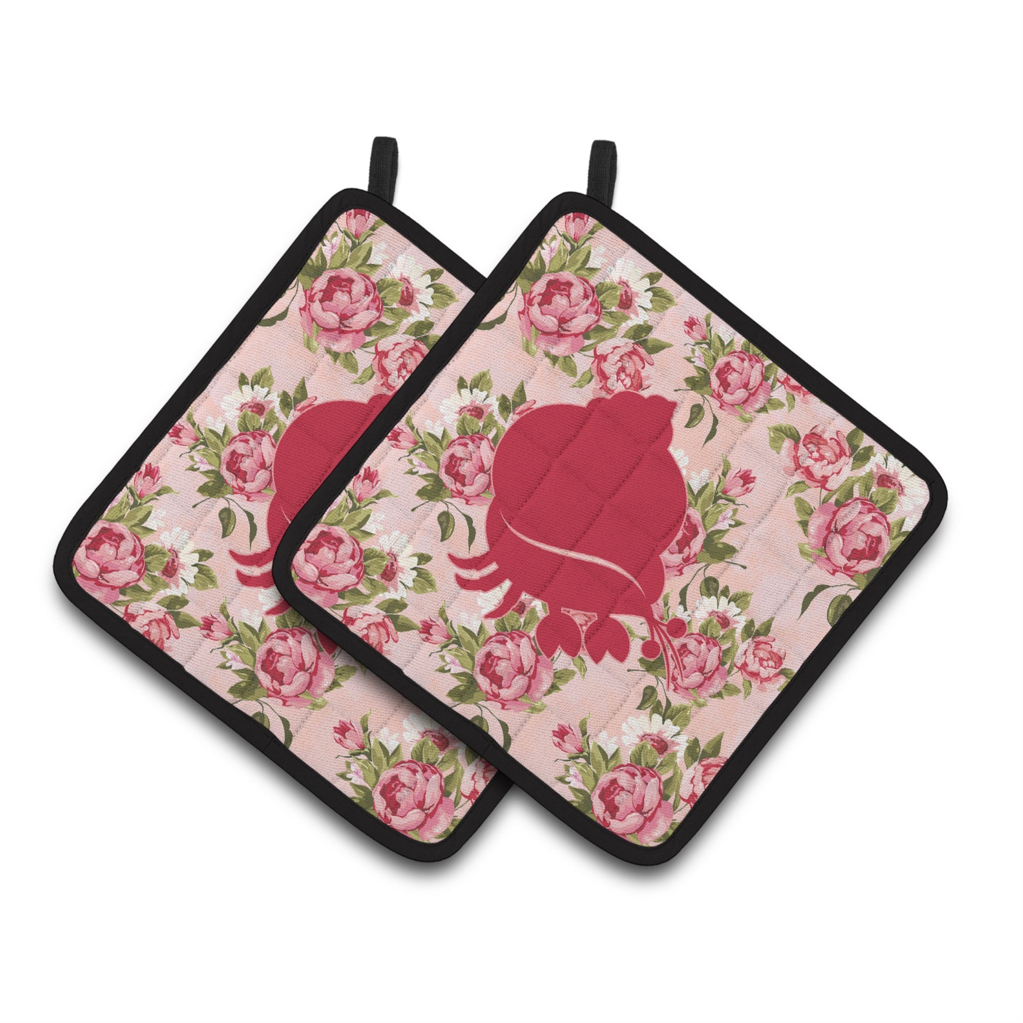 'Caroline'S Treasures Hermit Crab Shabby Chic Pink Roses Pair Of Pot Holders Bb1102-Rs-Pk-Pthd, 7.5Hx7.5W, Multicolor''
