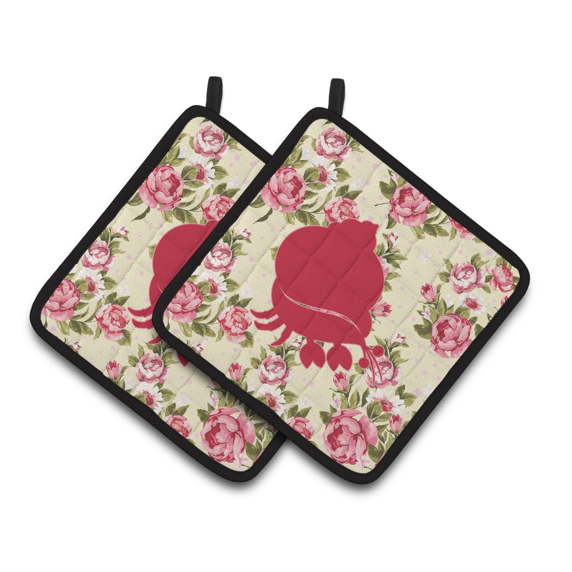 'Caroline'S Treasures Hermit Crab Shabby Chic Yellow Roses Pair Of Pot Holders Bb1102-Rs-Yw-Pthd, 7.5Hx7.5W, Multicolor''