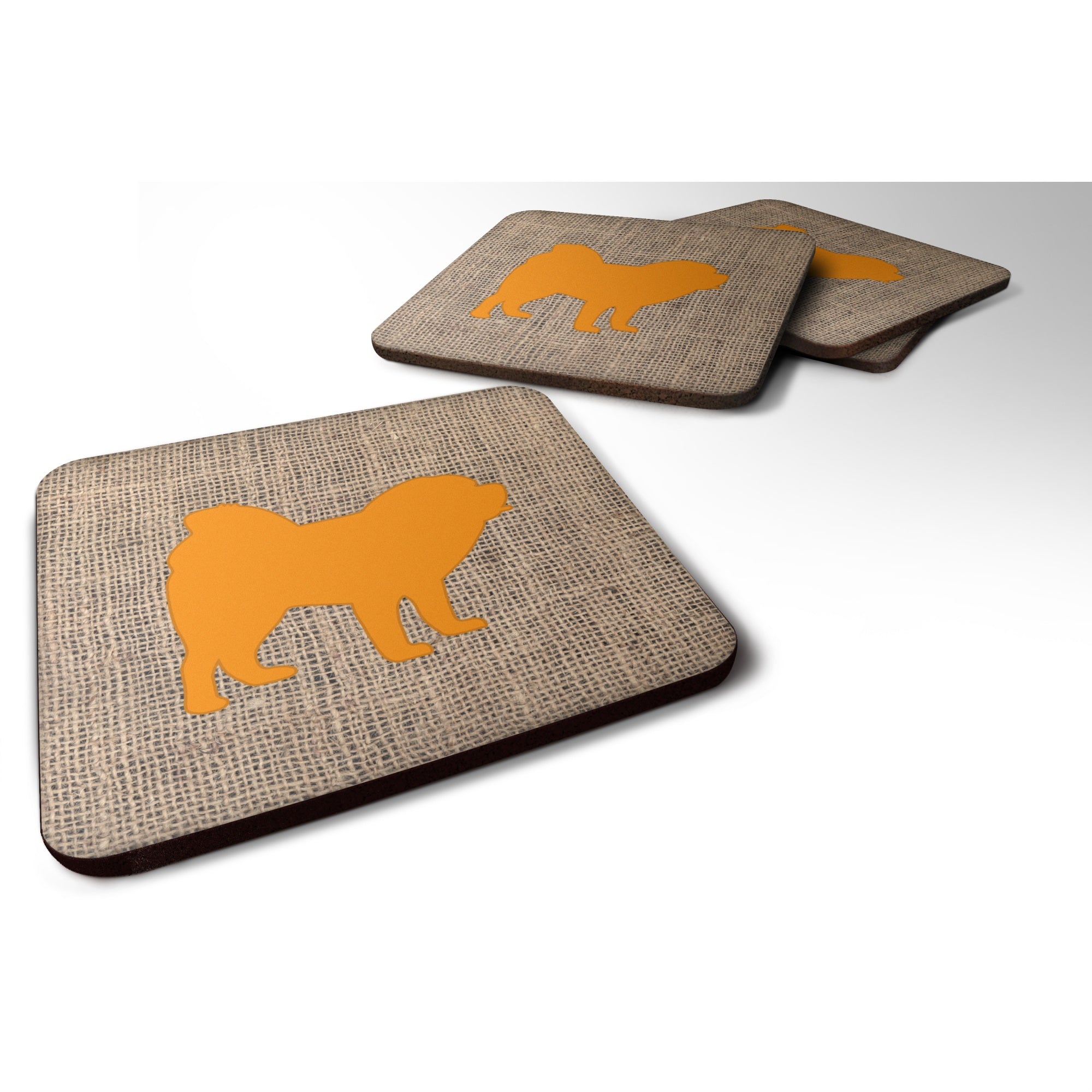'Caroline'S Treasures Bb1106-Bl-Or-Fc Chow Chow Burlap And Orange Foam Coasters (Set Of 4), 3.5'''' H X 3.5'''' W, Multicolor''