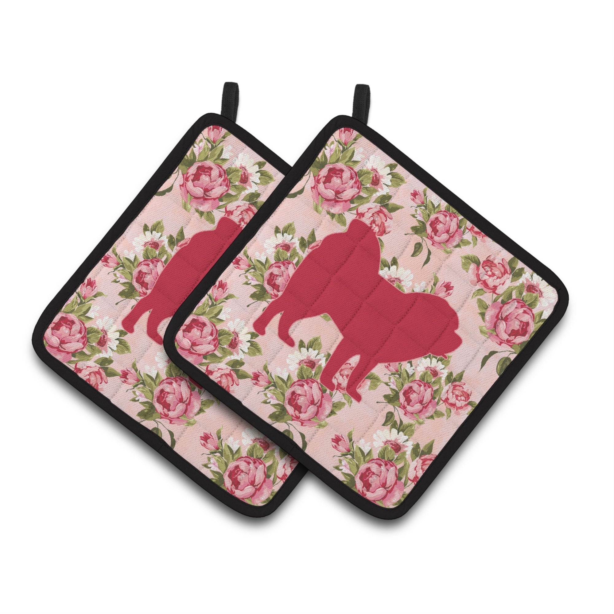 'Caroline'S Treasures Chow Shabby Chic Pink Roses Pair Of Pot Holders Bb1106-Rs-Pk-Pthd, 7.5Hx7.5W, Multicolor''