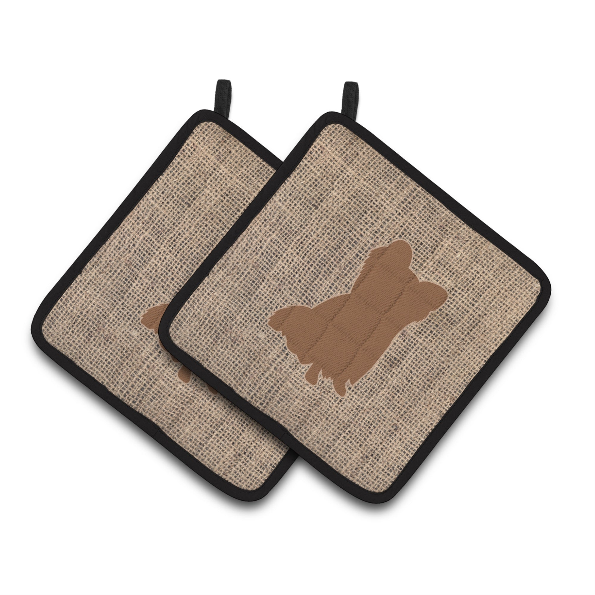 'Caroline'S Treasures Chihuahua Faux Burlap & Brown Pair Of Pot Holders Bb1115-Bl-Bn-Pthd, 7.5Hx7.5W, Multicolor''