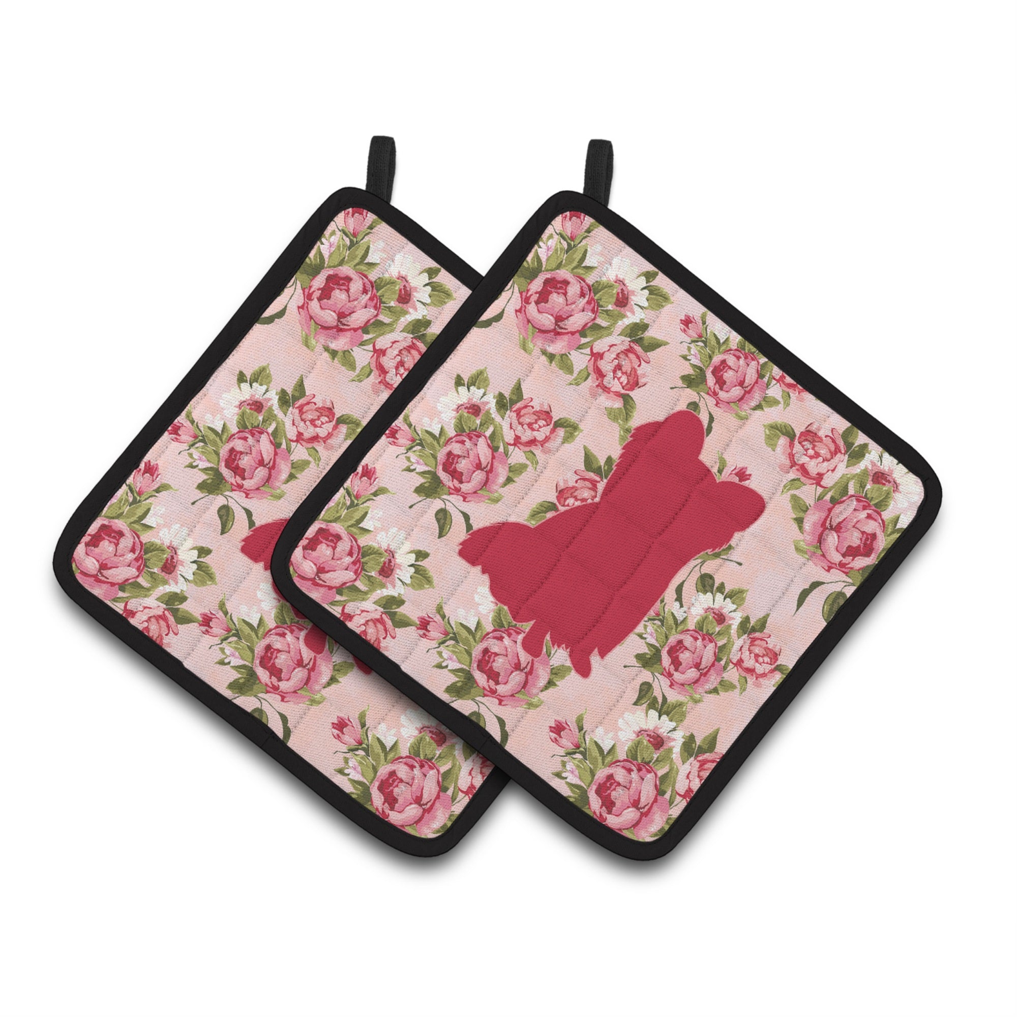 'Caroline'S Treasures Chihuahua Shabby Chic Pink Roses Pair Of Pot Holders Bb1115-Rs-Pk-Pthd, 7.5Hx7.5W, Multicolor''