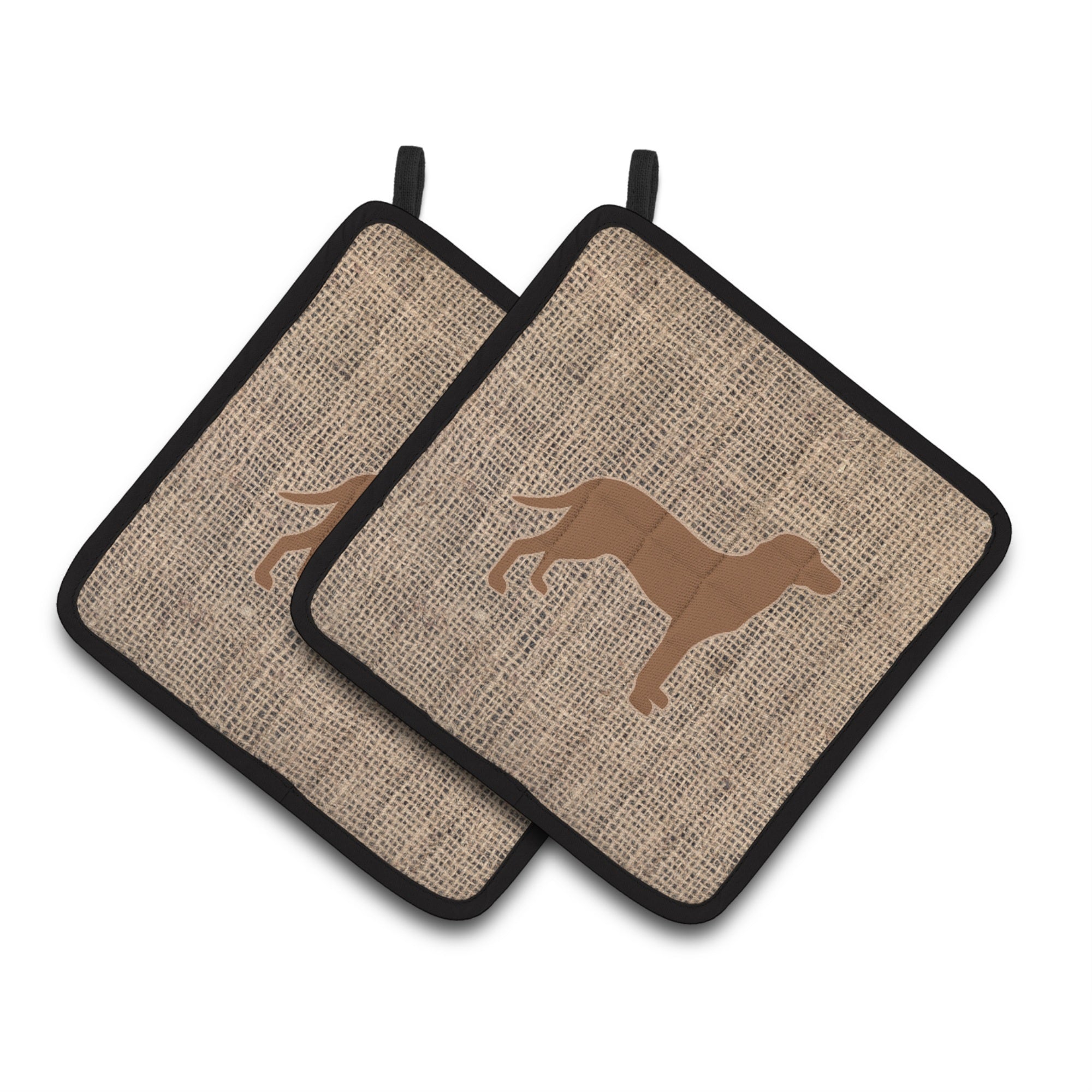 'Caroline'S Treasures Labrador Faux Burlap & Brown Pair Of Pot Holders Bb1116-Bl-Bn-Pthd, 7.5Hx7.5W, Multicolor''