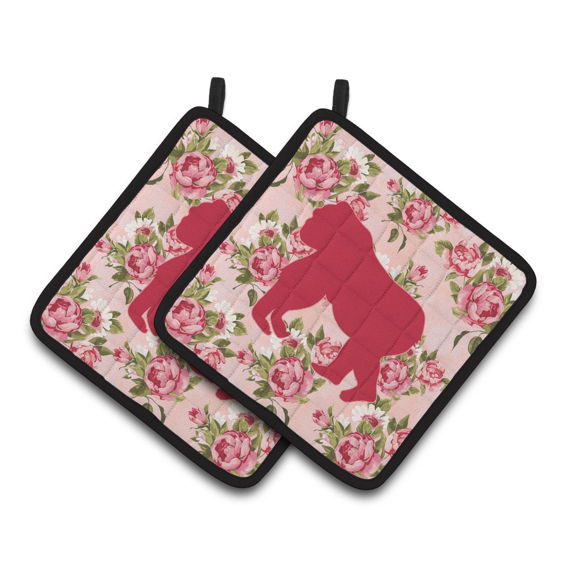 'Caroline'S Treasures Gorilla Shabby Chic Pink Roses Pair Of Pot Holders Bb1129-Rs-Pk-Pthd, 7.5Hx7.5W, Multicolor''