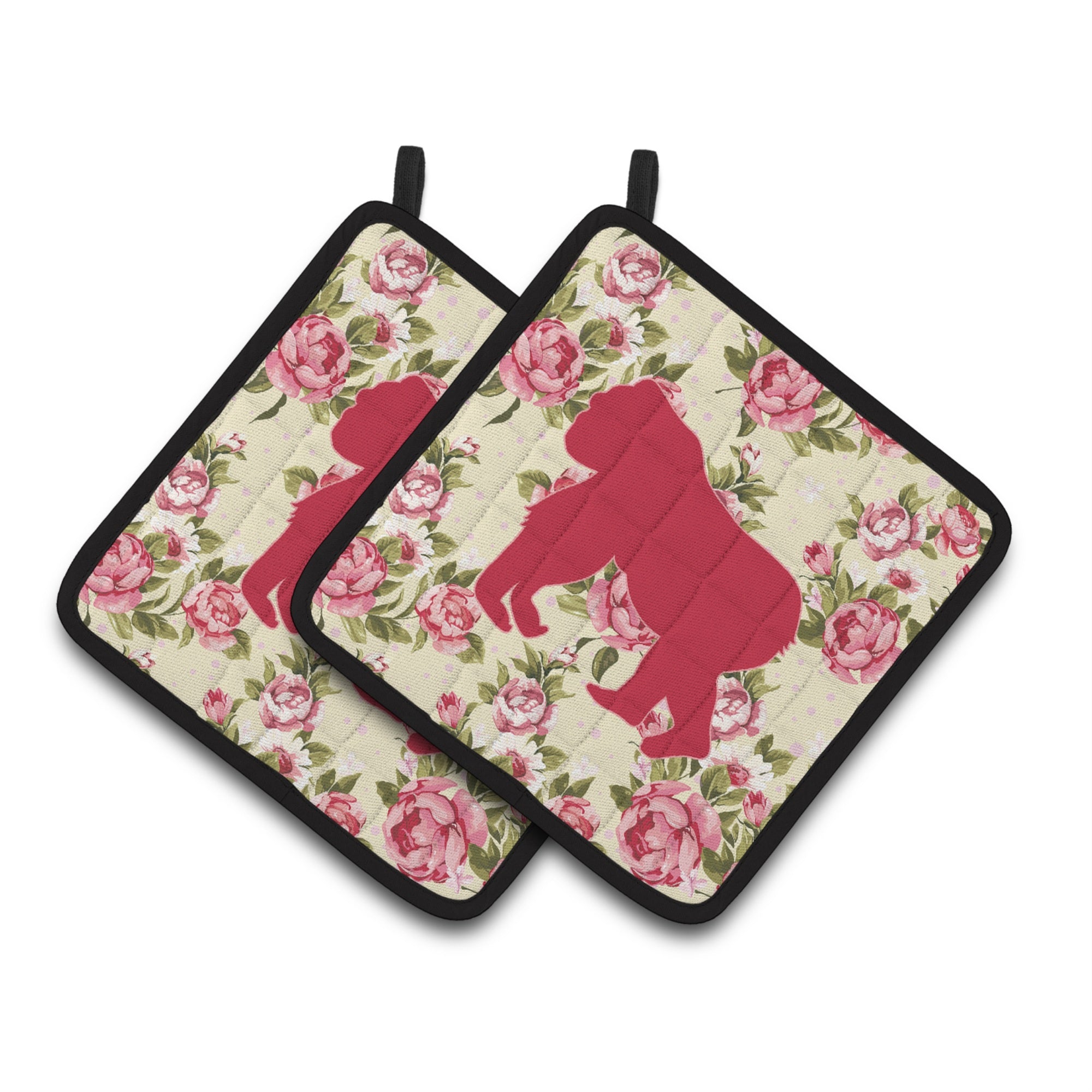 'Caroline'S Treasures Gorilla Shabby Chic Yellow Roses Pair Of Pot Holders Bb1129-Rs-Yw-Pthd, 7.5Hx7.5W, Multicolor''