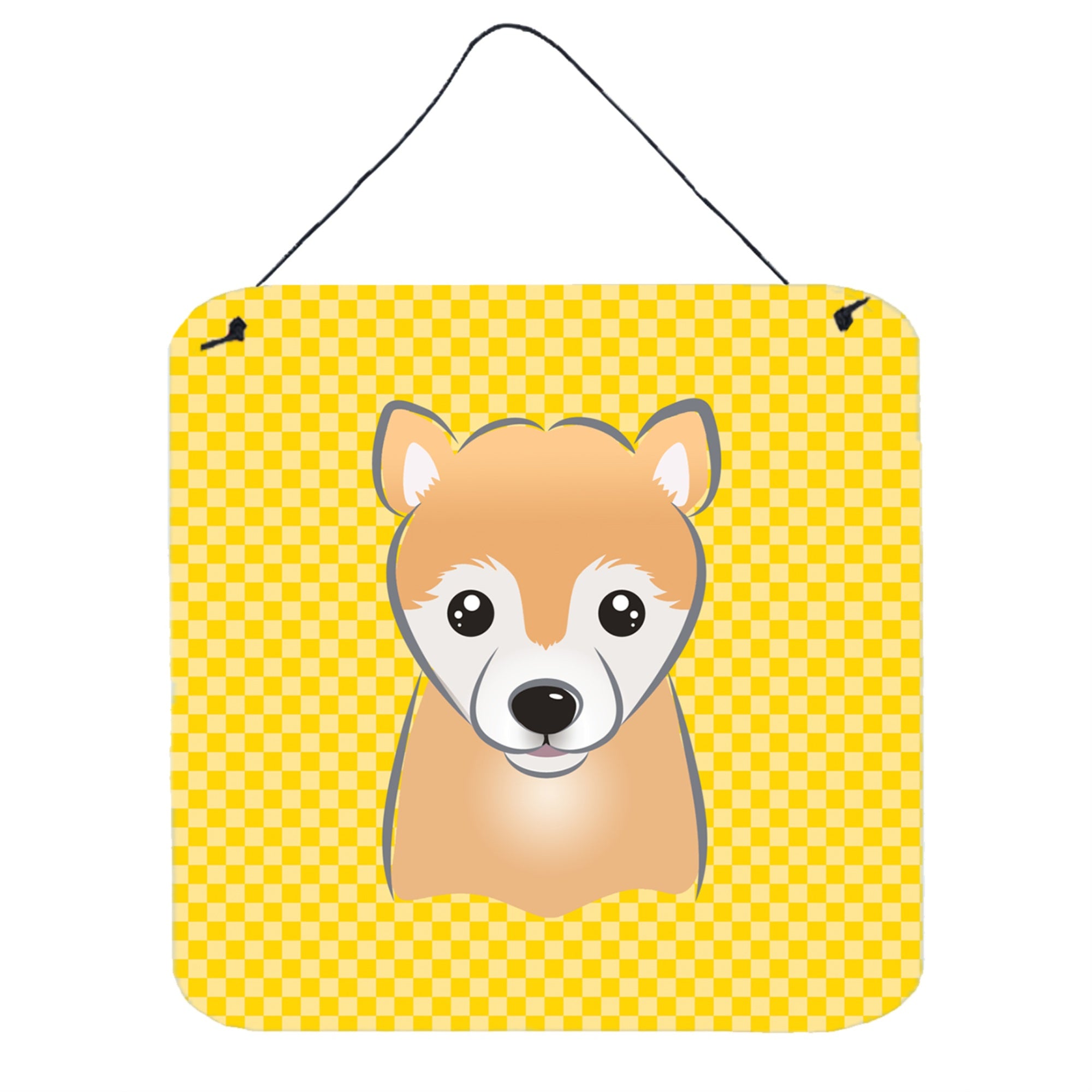 'Caroline'S Treasures Yellow Checkered Shiba Inu Wall Or Door Hanging Prints, 6 X 6''''''