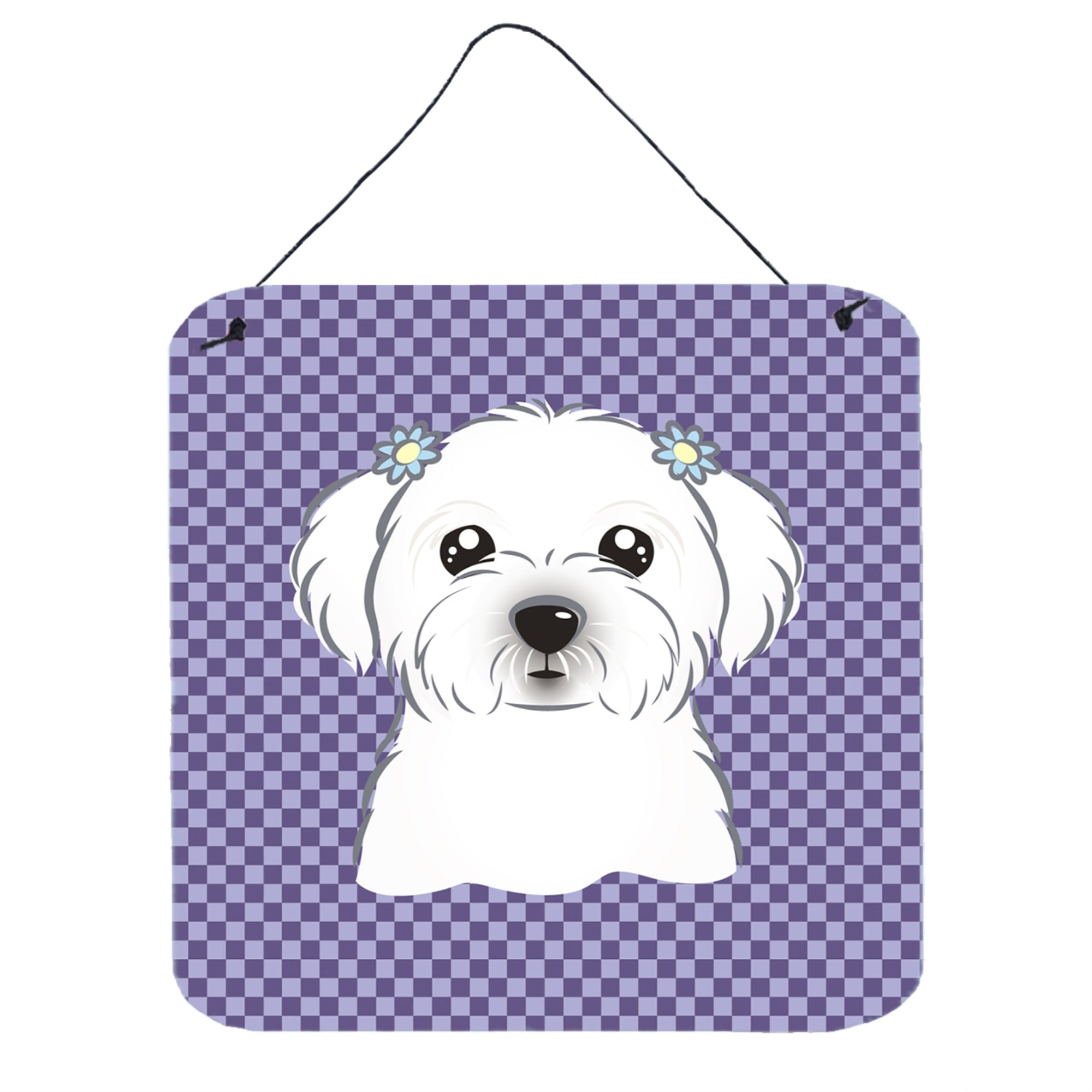 'Caroline'S Treasures Purple Checkered Maltese Aluminum Metal Wall Or Door Hanging Prints, 6 X 6''''''